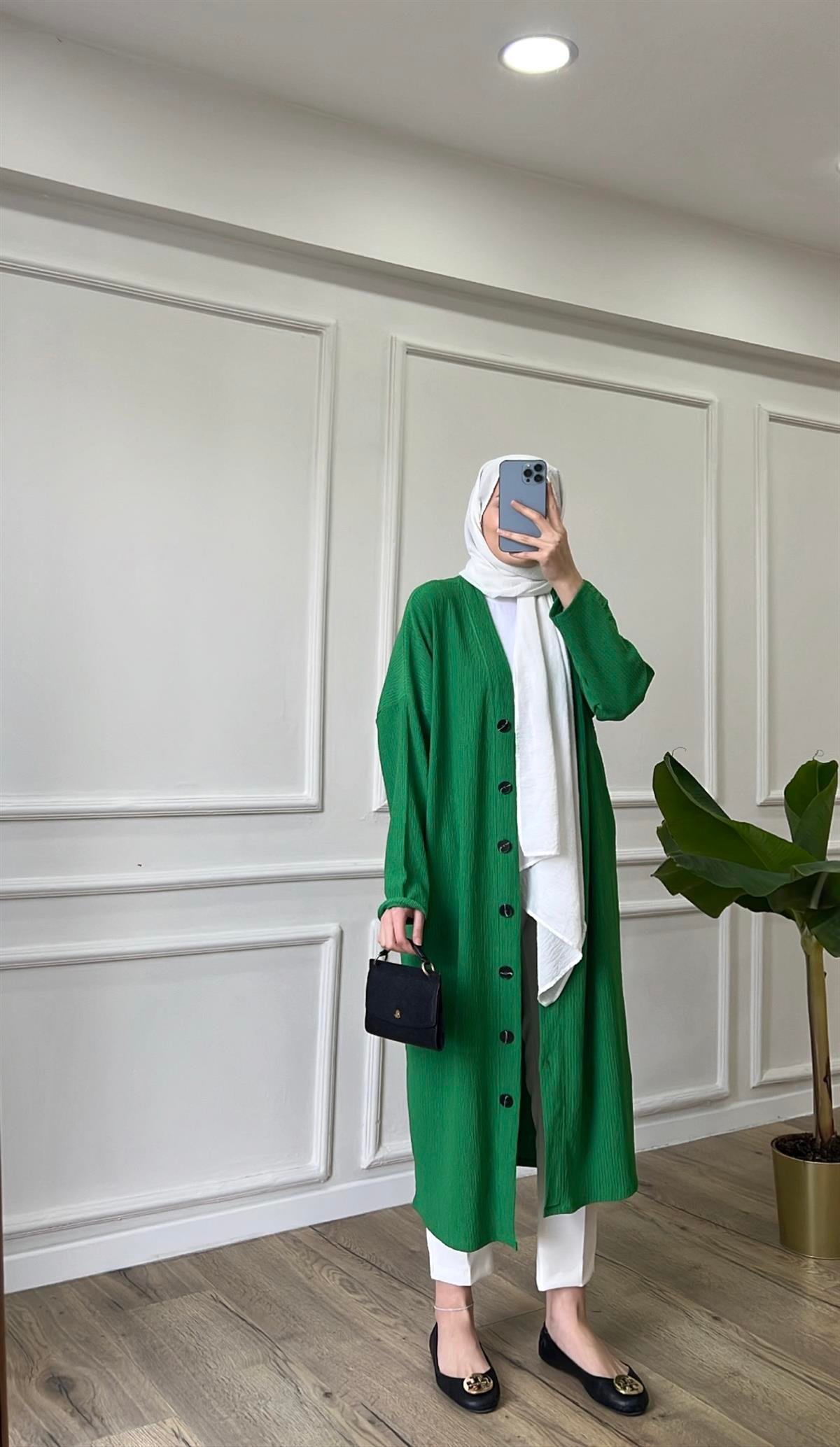 Benetton - Düğmeli Uzun Hırka 