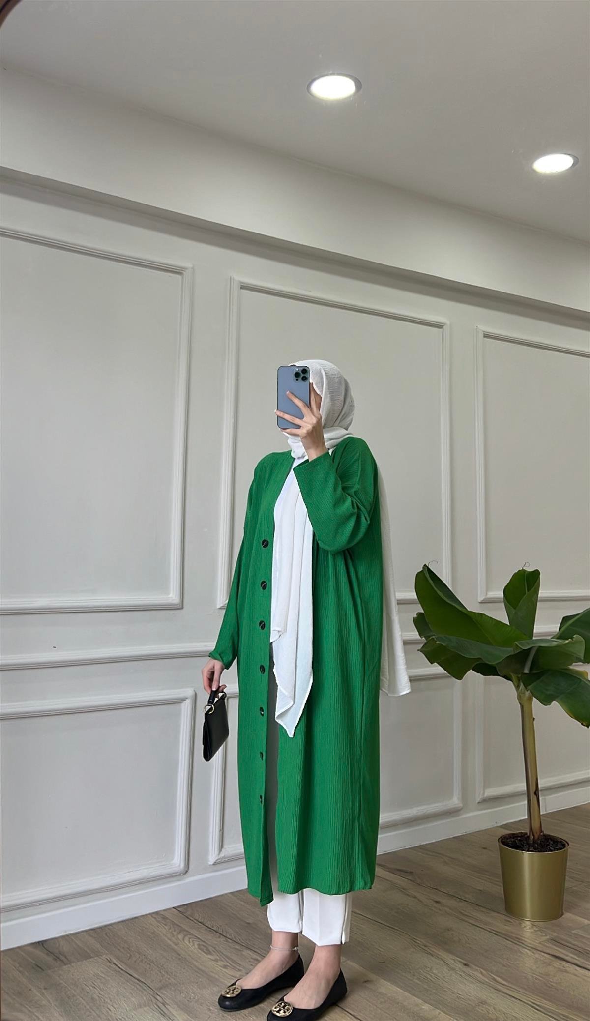 Benetton - Düğmeli Uzun Hırka 