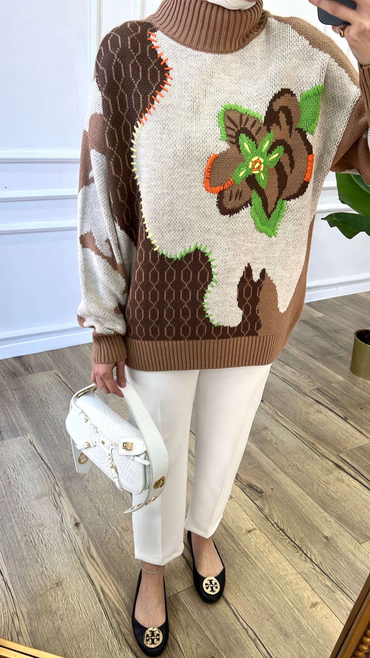 Camel - Çiçekli Triko