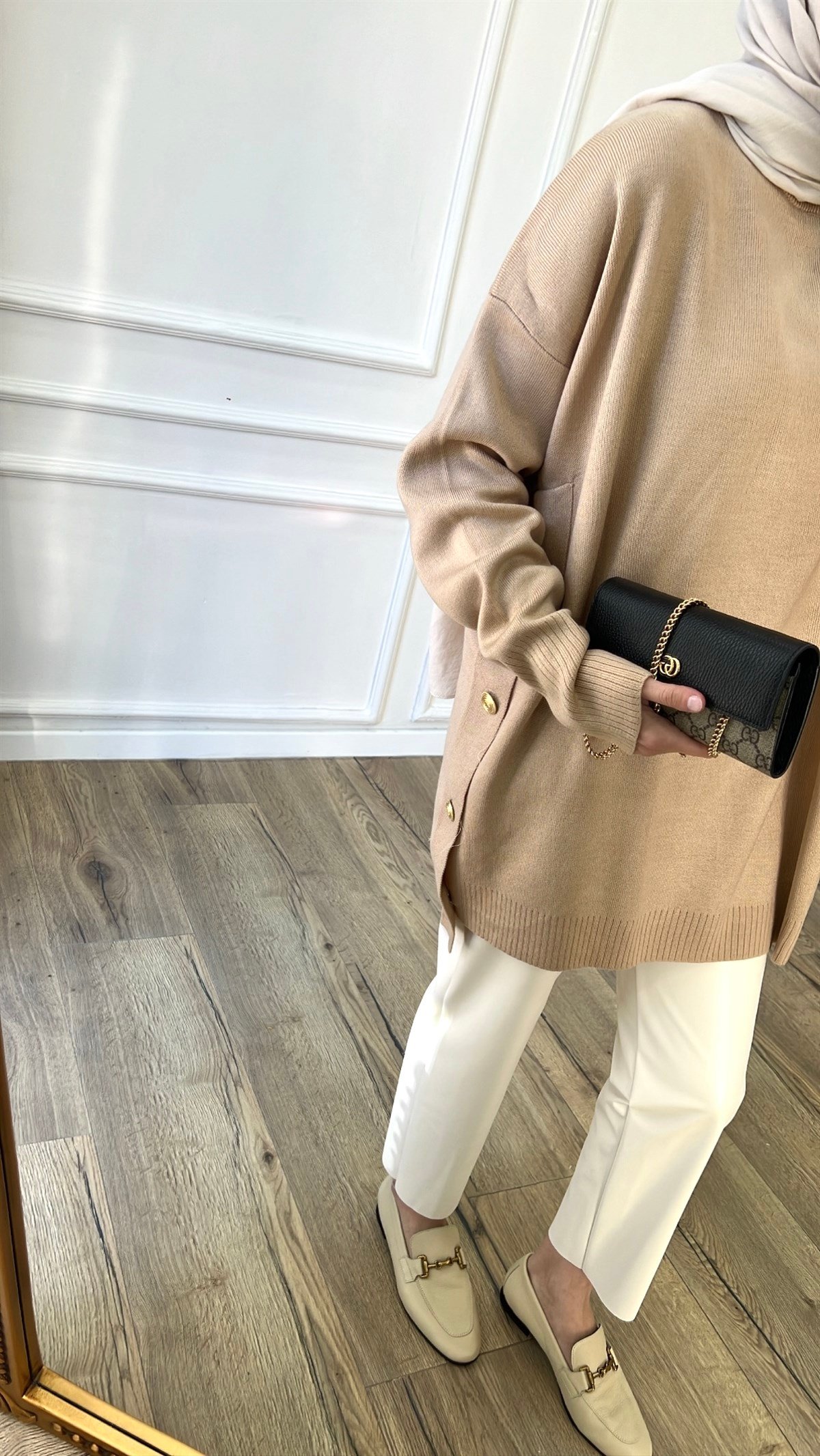 Camel - Yan kısımları düğmeli triko