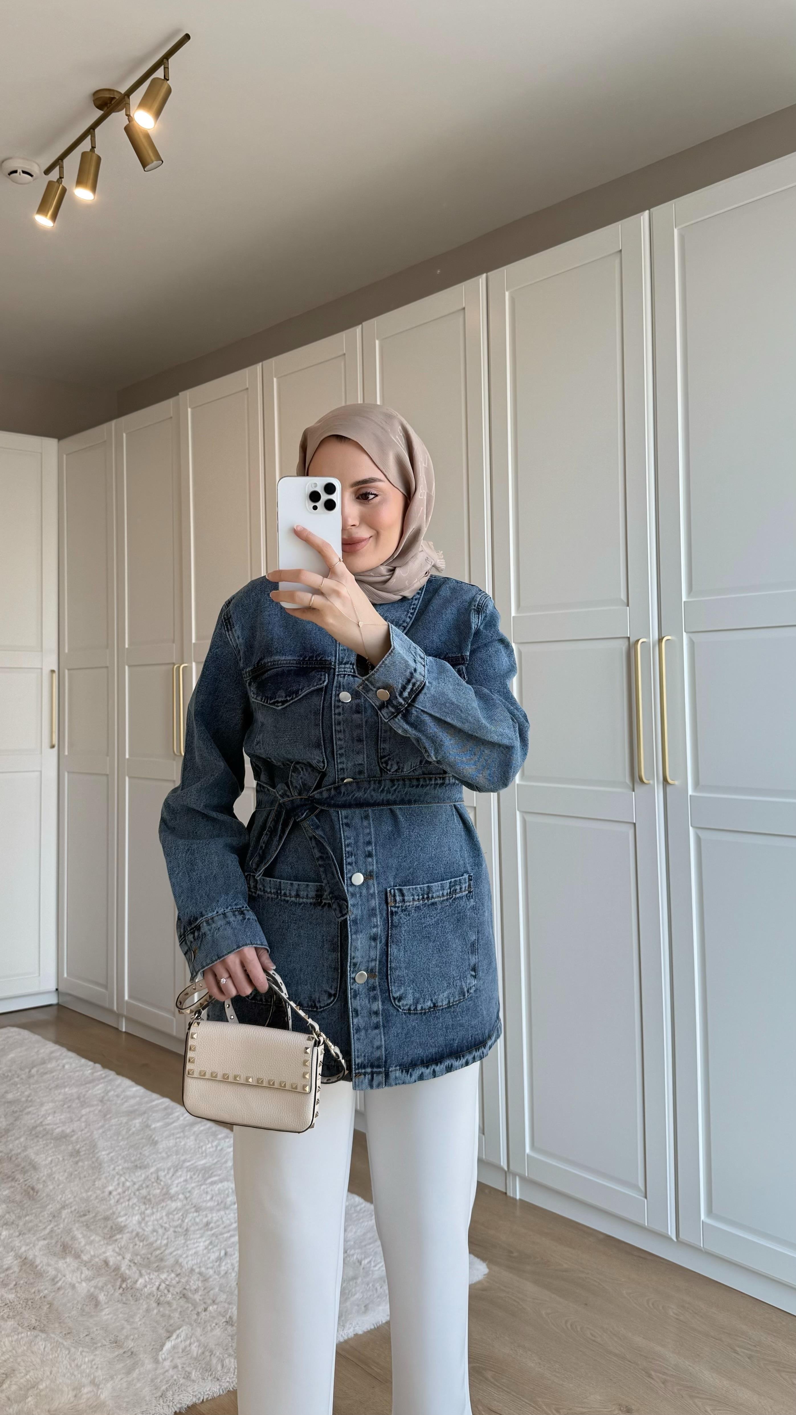Cepli Denim Ceket Koyu Mavi