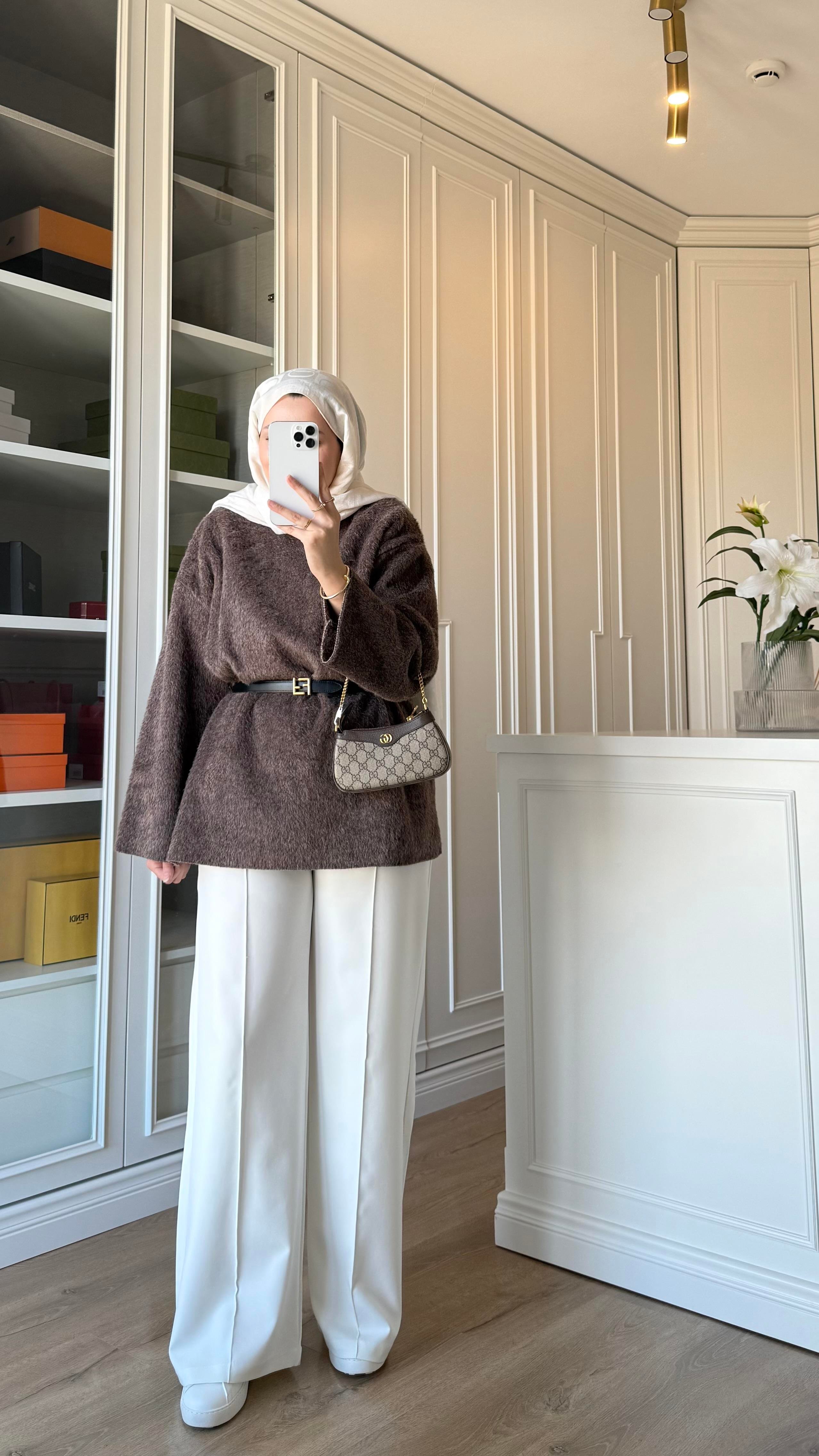 Çımalı Krep Pantolon Ekru