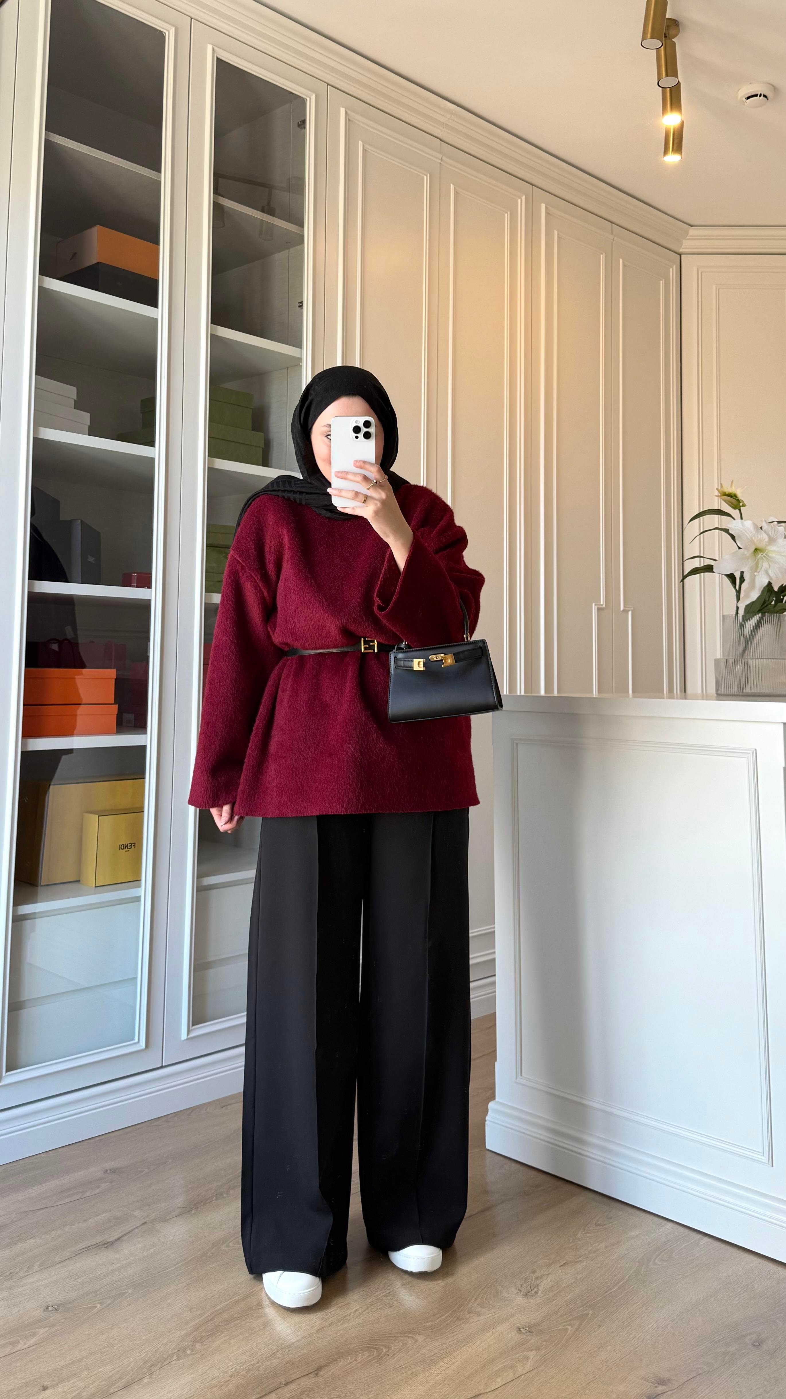 Çımalı Krep Pantolon Siyah