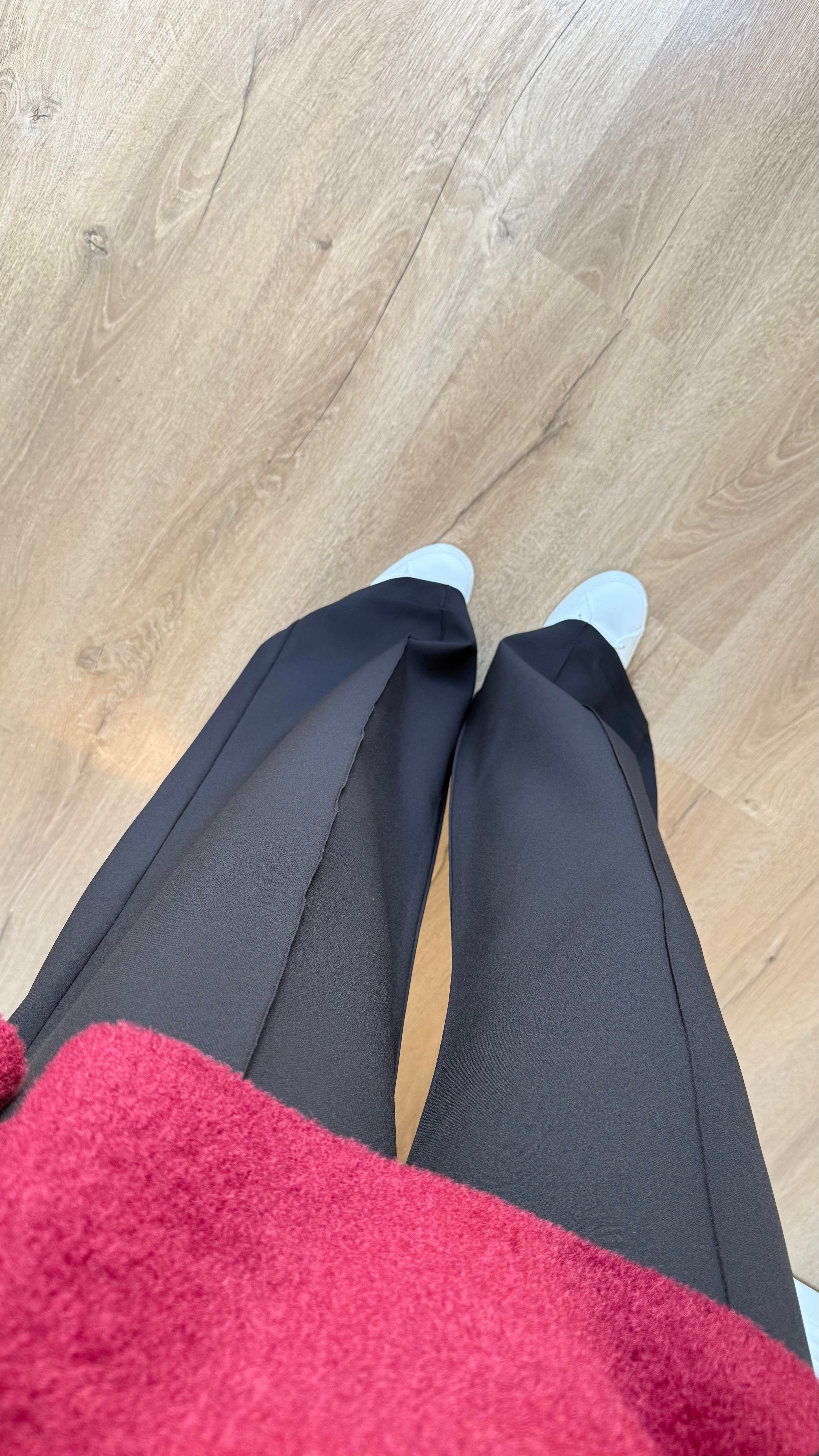 Çımalı Krep Pantolon Siyah