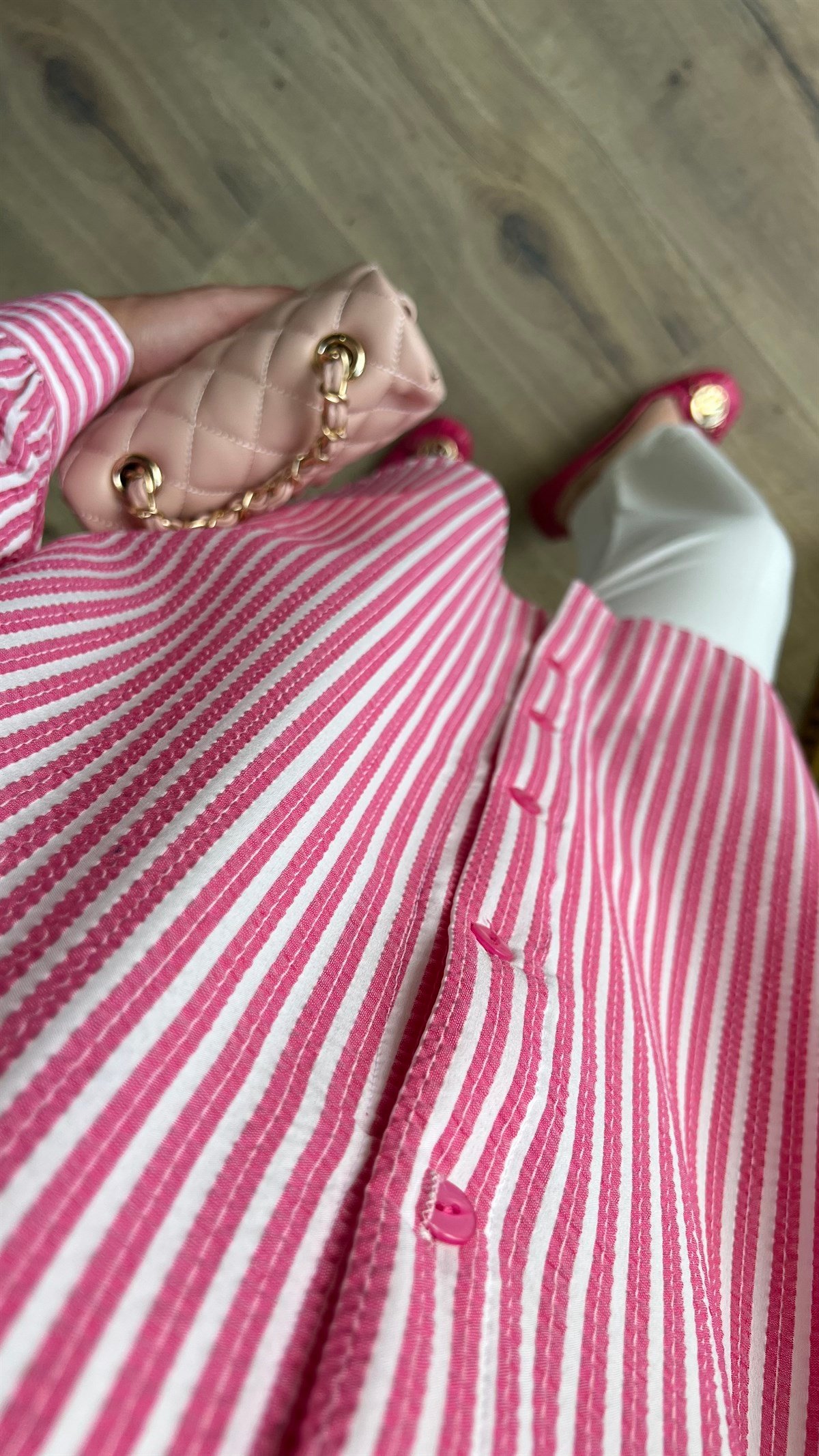 Çizgili Gömlek - Pembe