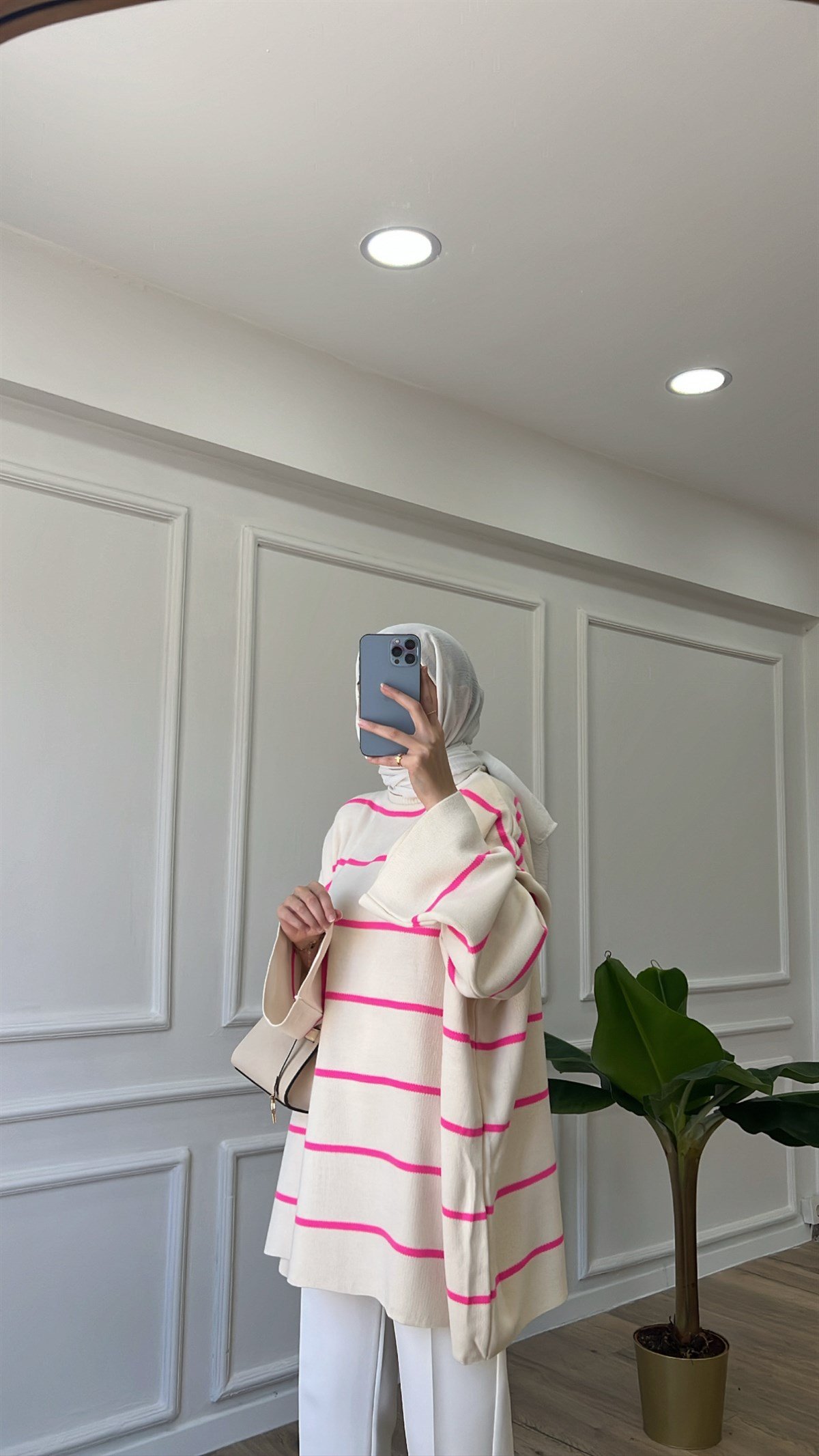 Çizgili Triko Pembe 