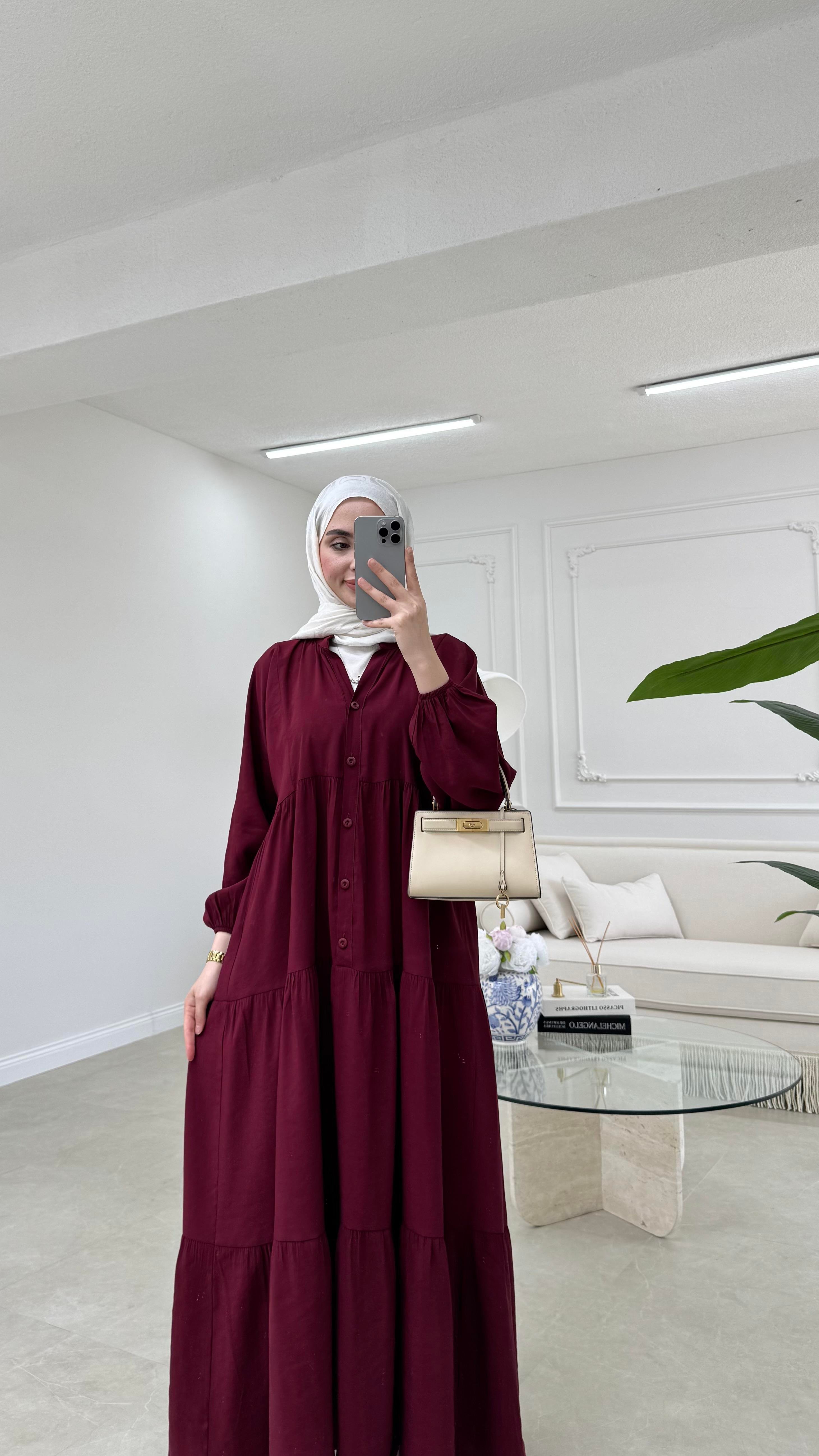Elan Tensel Elbise Bordo