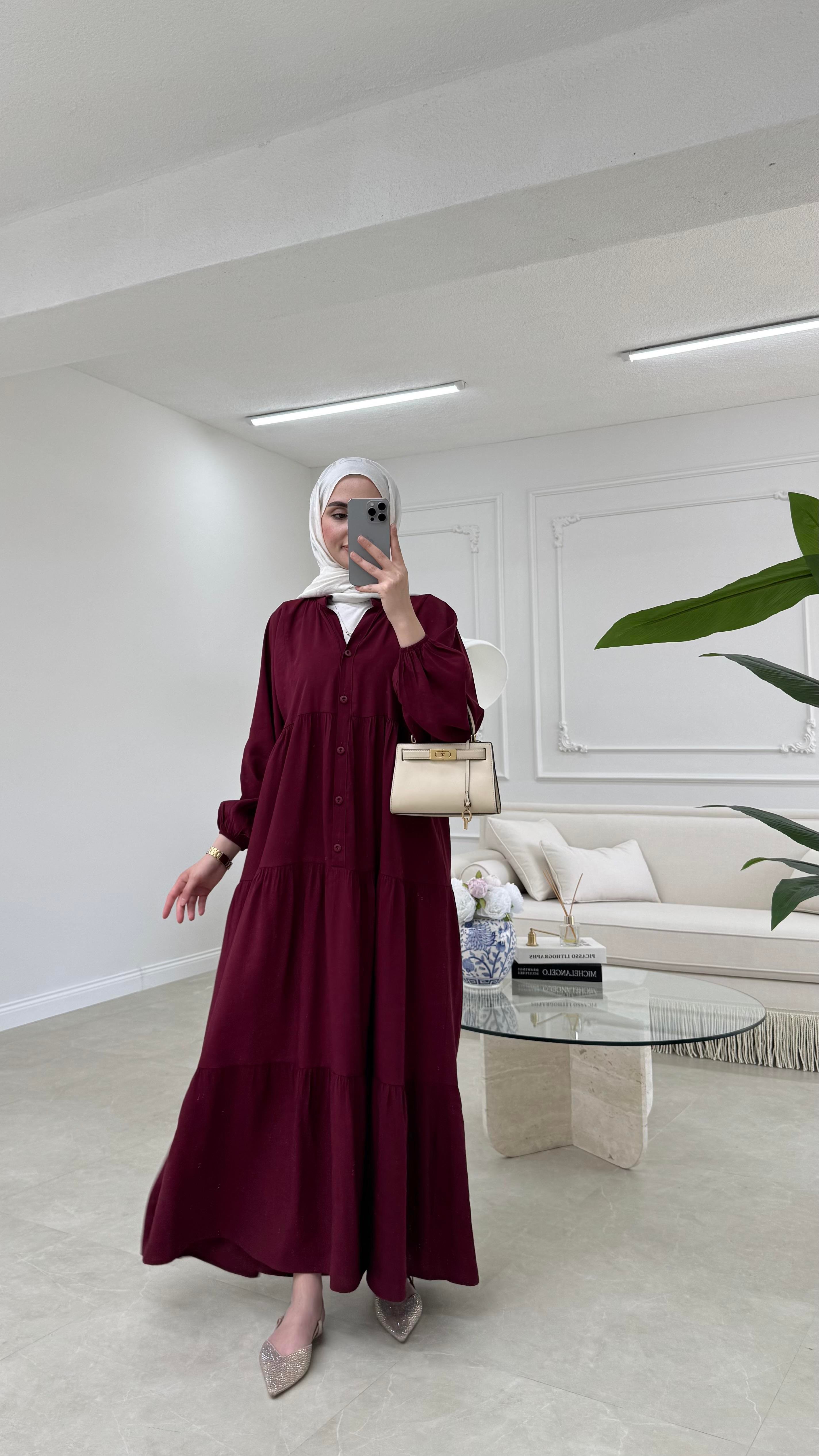 Elan Tensel Elbise Bordo