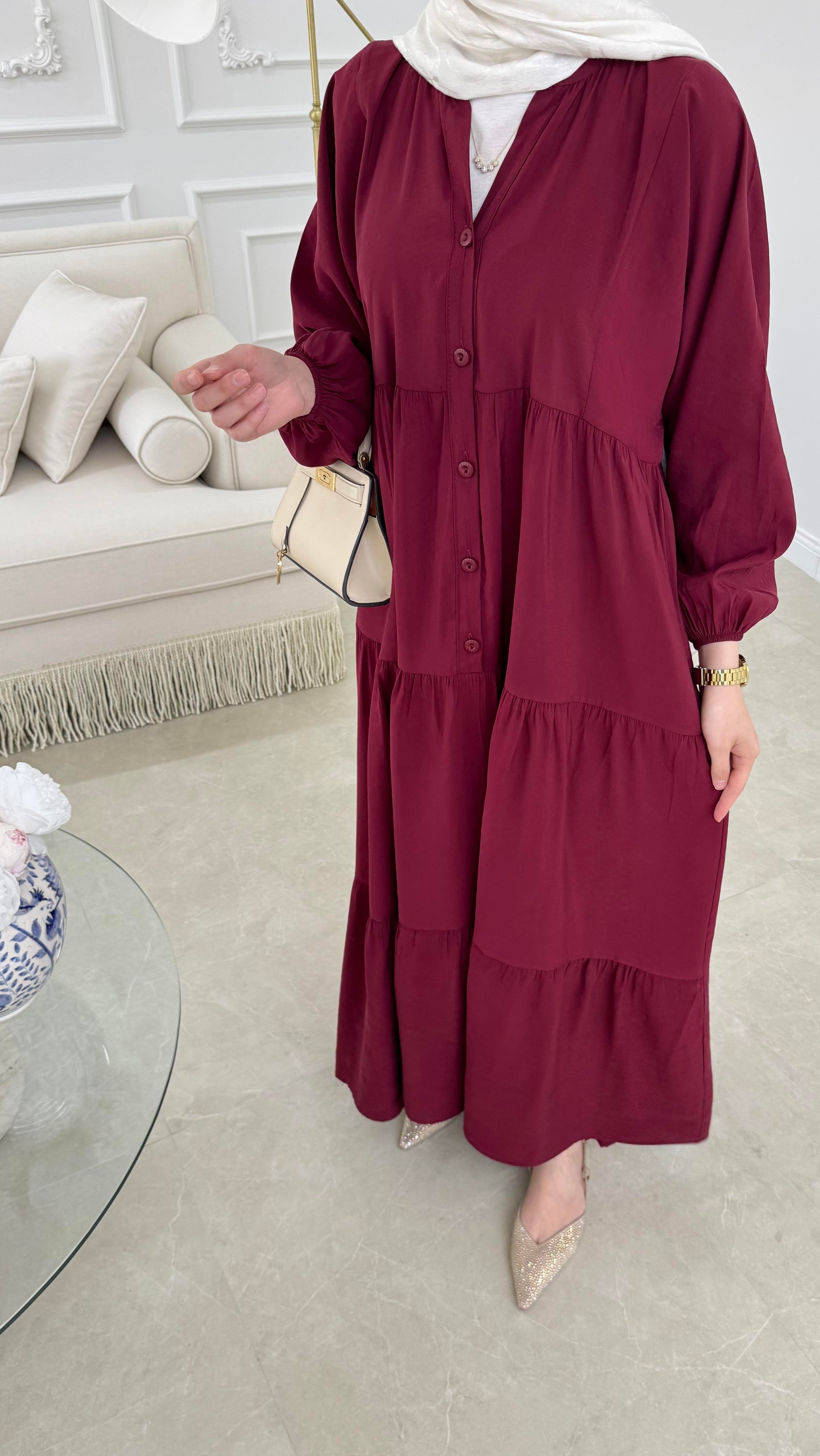Elan Tensel Elbise Bordo