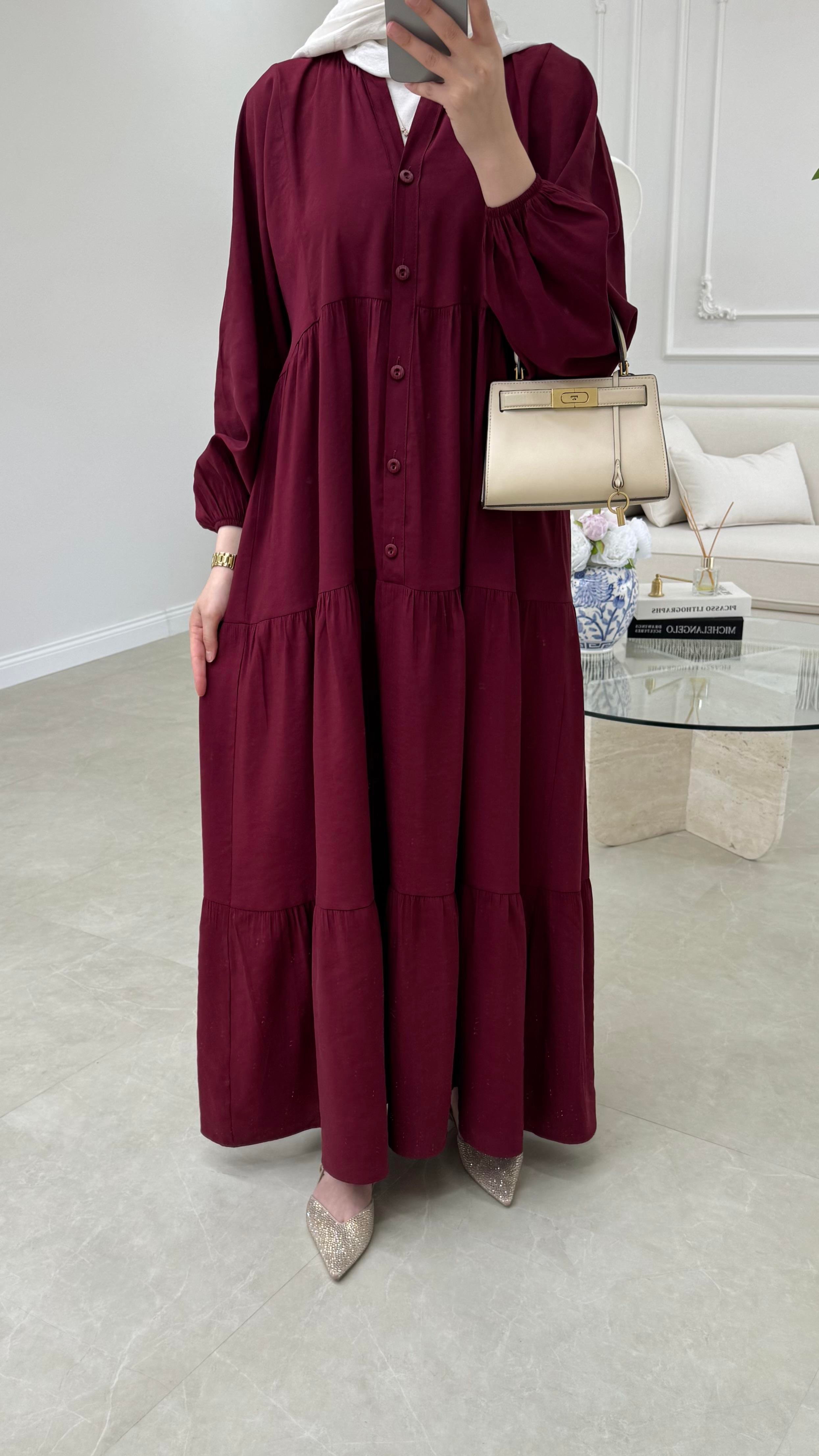 Elan Tensel Elbise Bordo