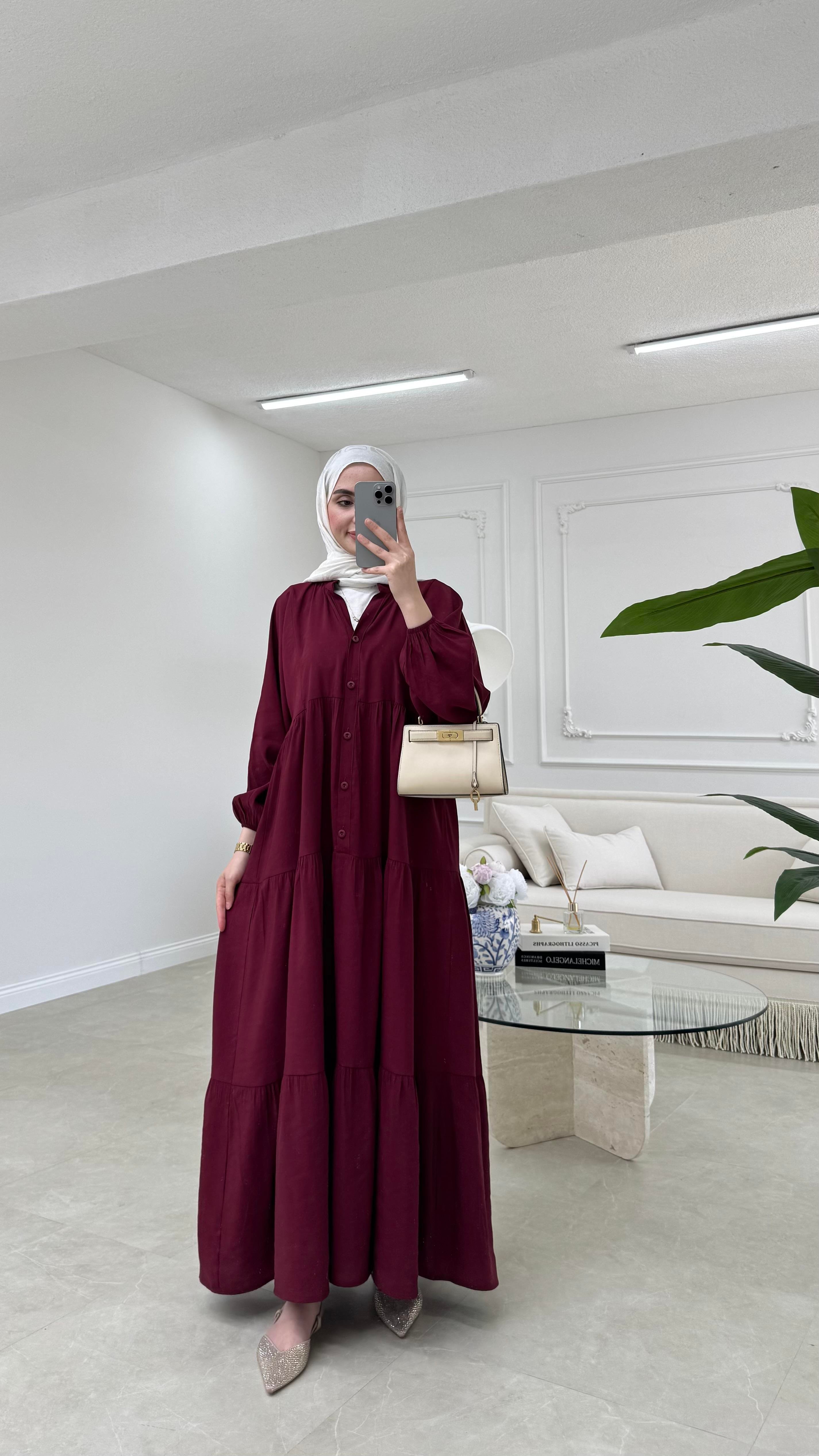 Elan Tensel Elbise Bordo