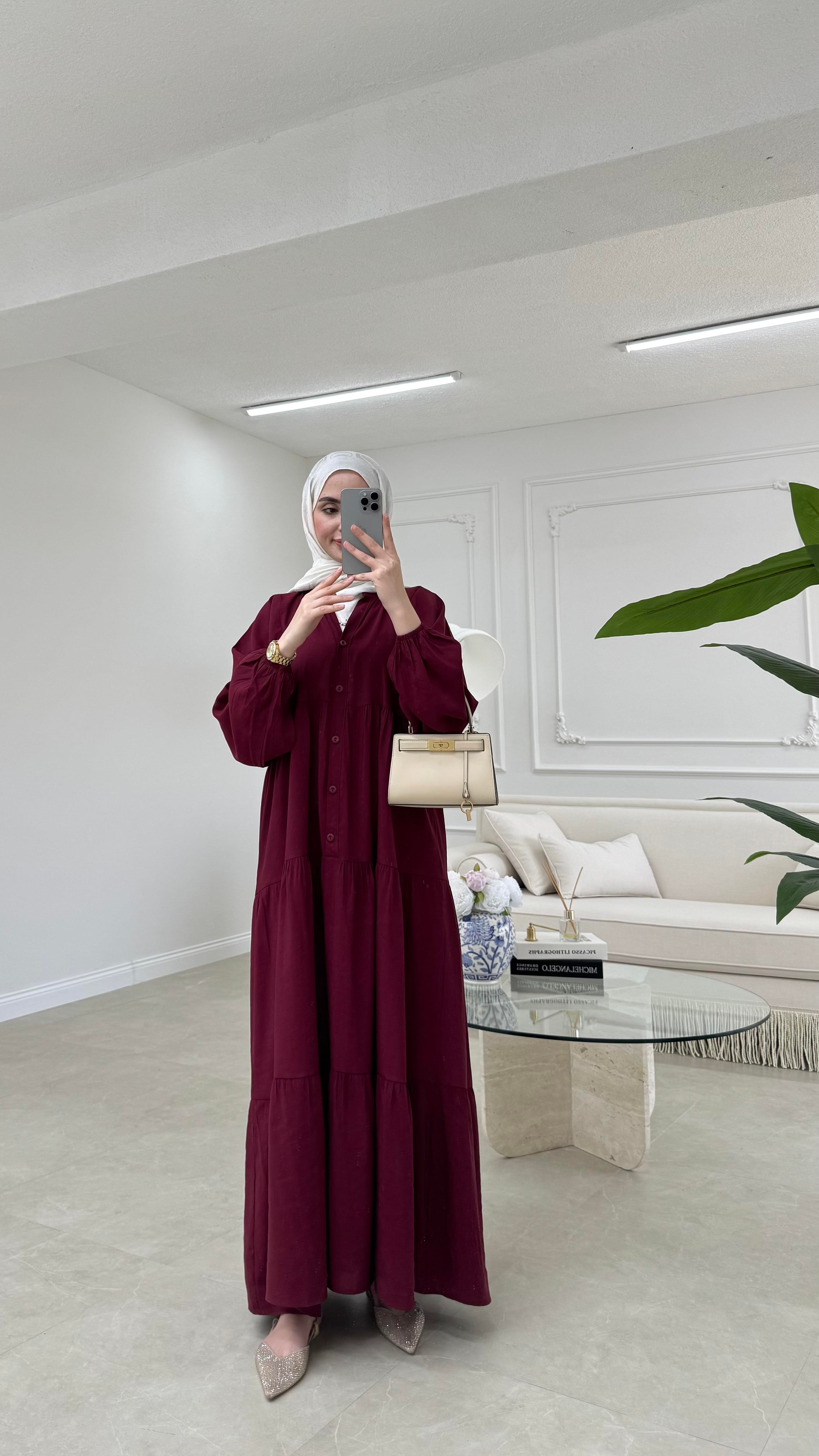 Elan Tensel Elbise Bordo