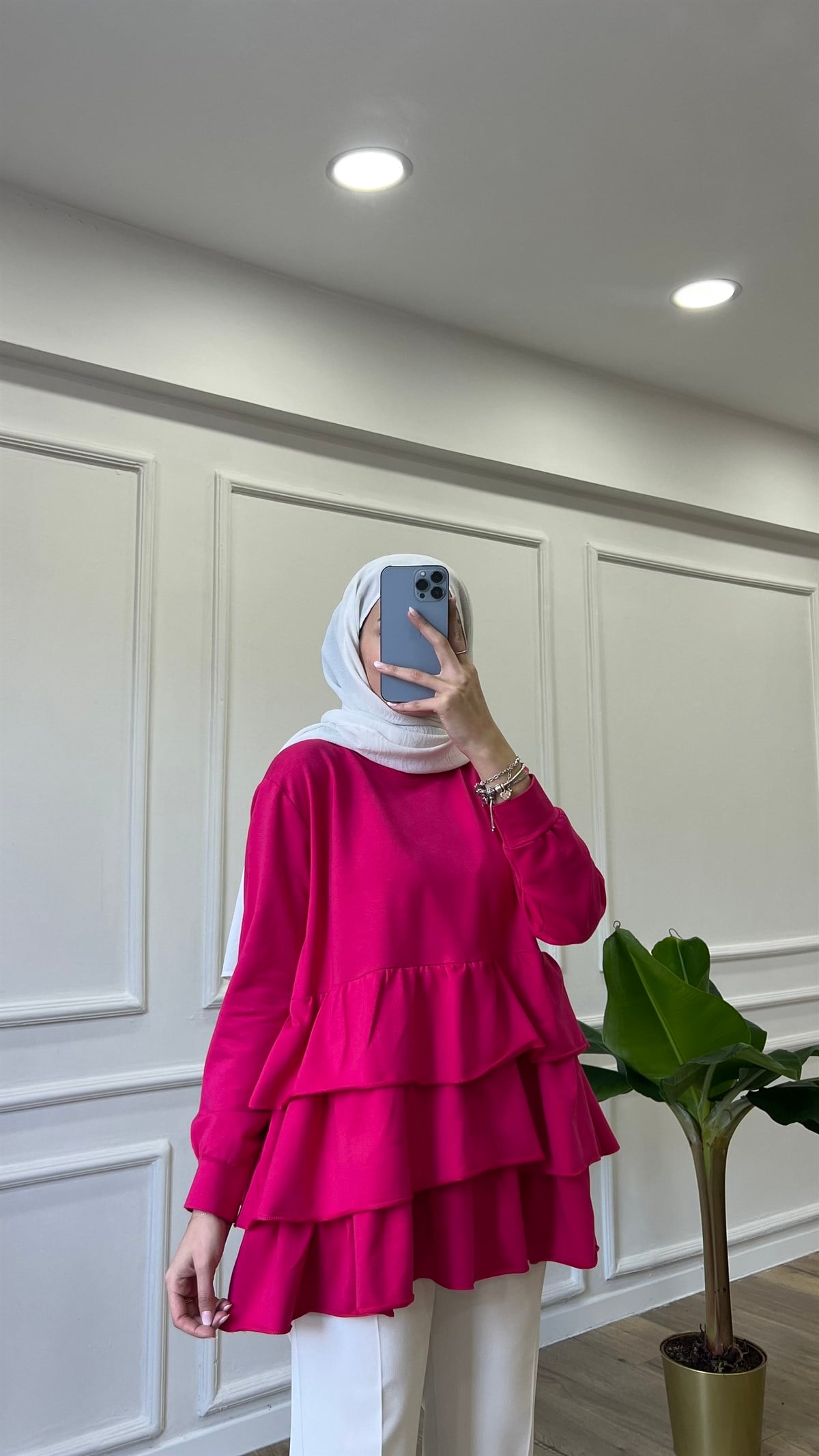 Fırfırlı Sweatshirt - Pembe