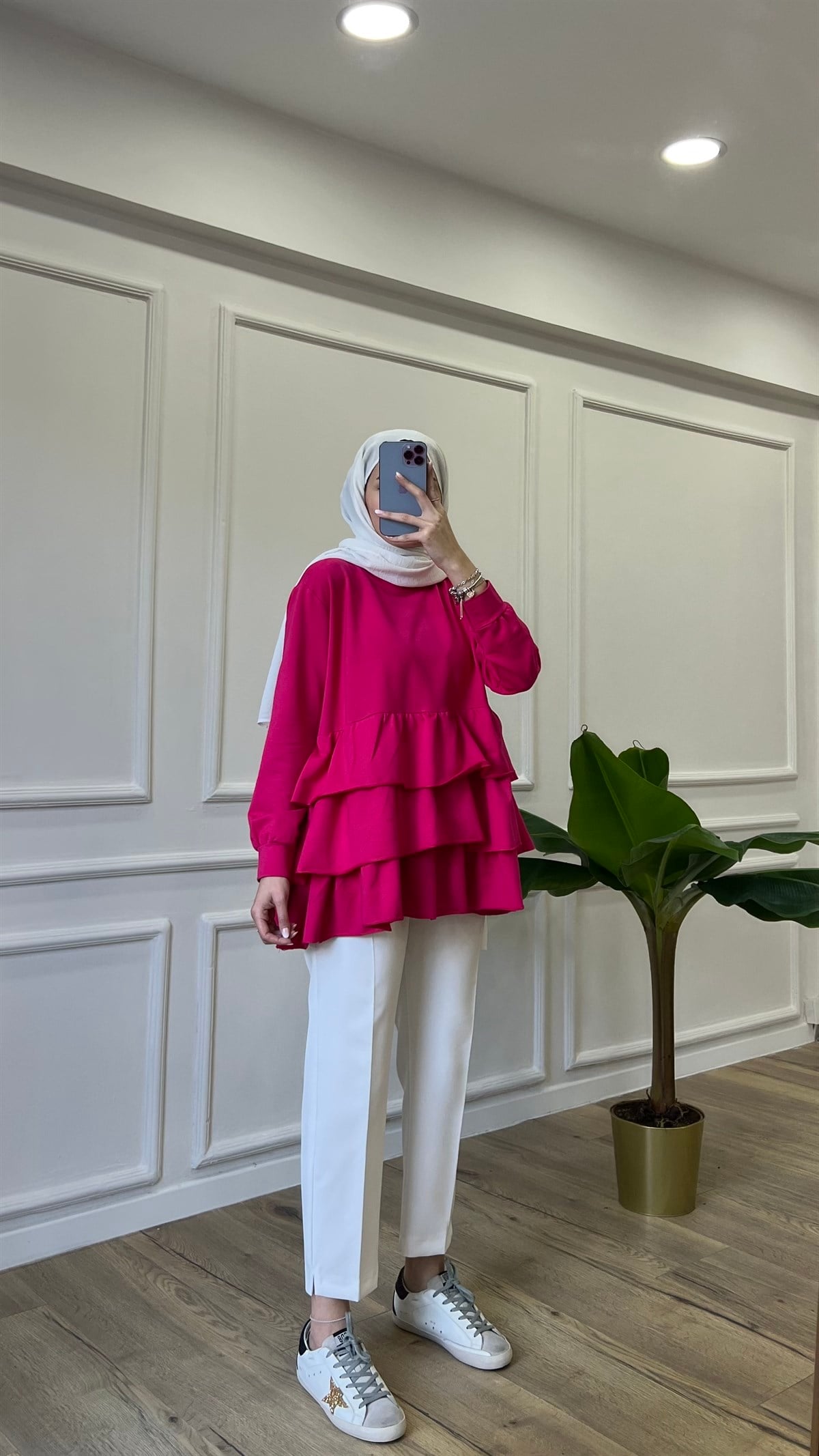 Fırfırlı Sweatshirt - Pembe