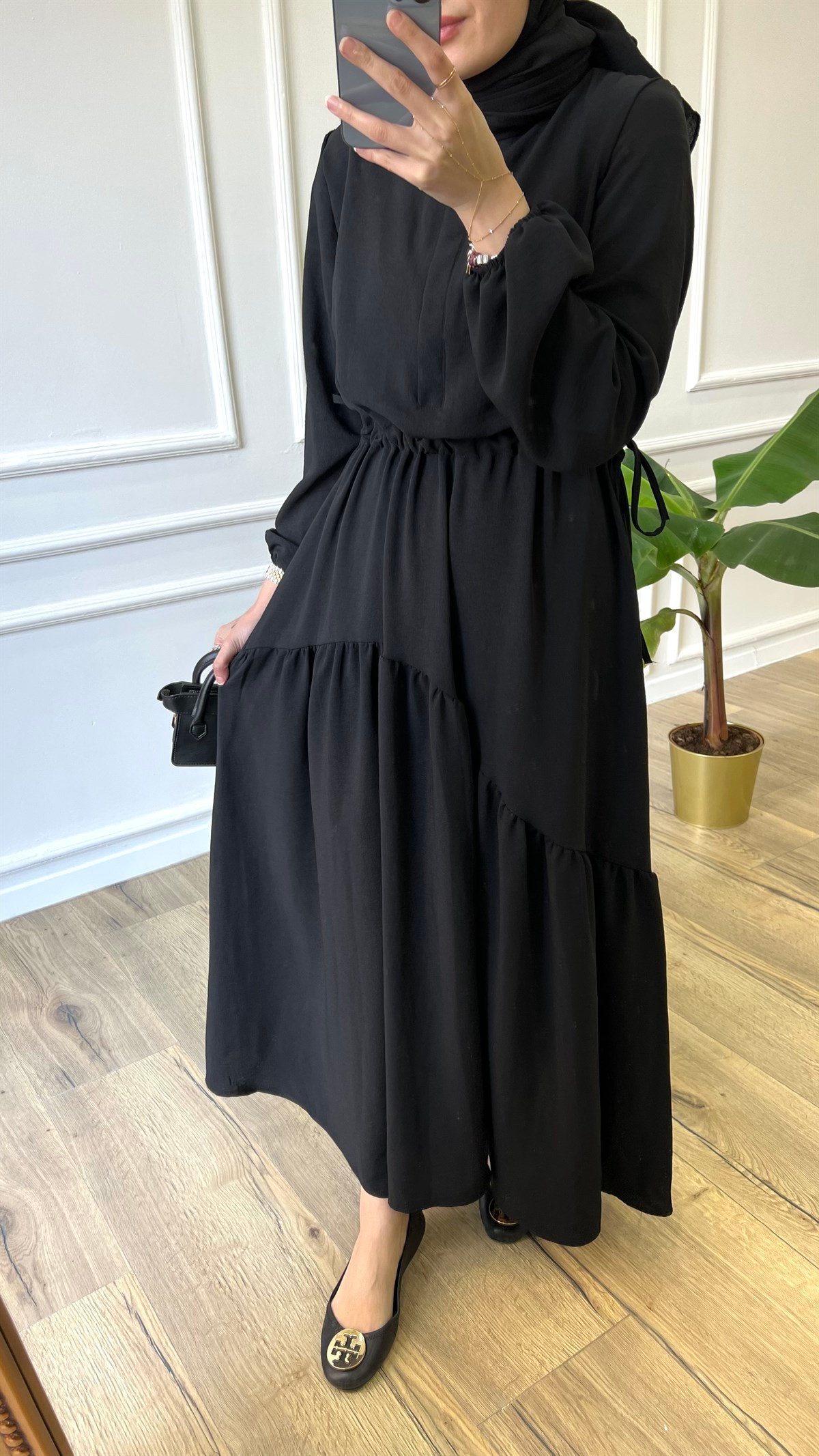 Flora Elbise - Siyah