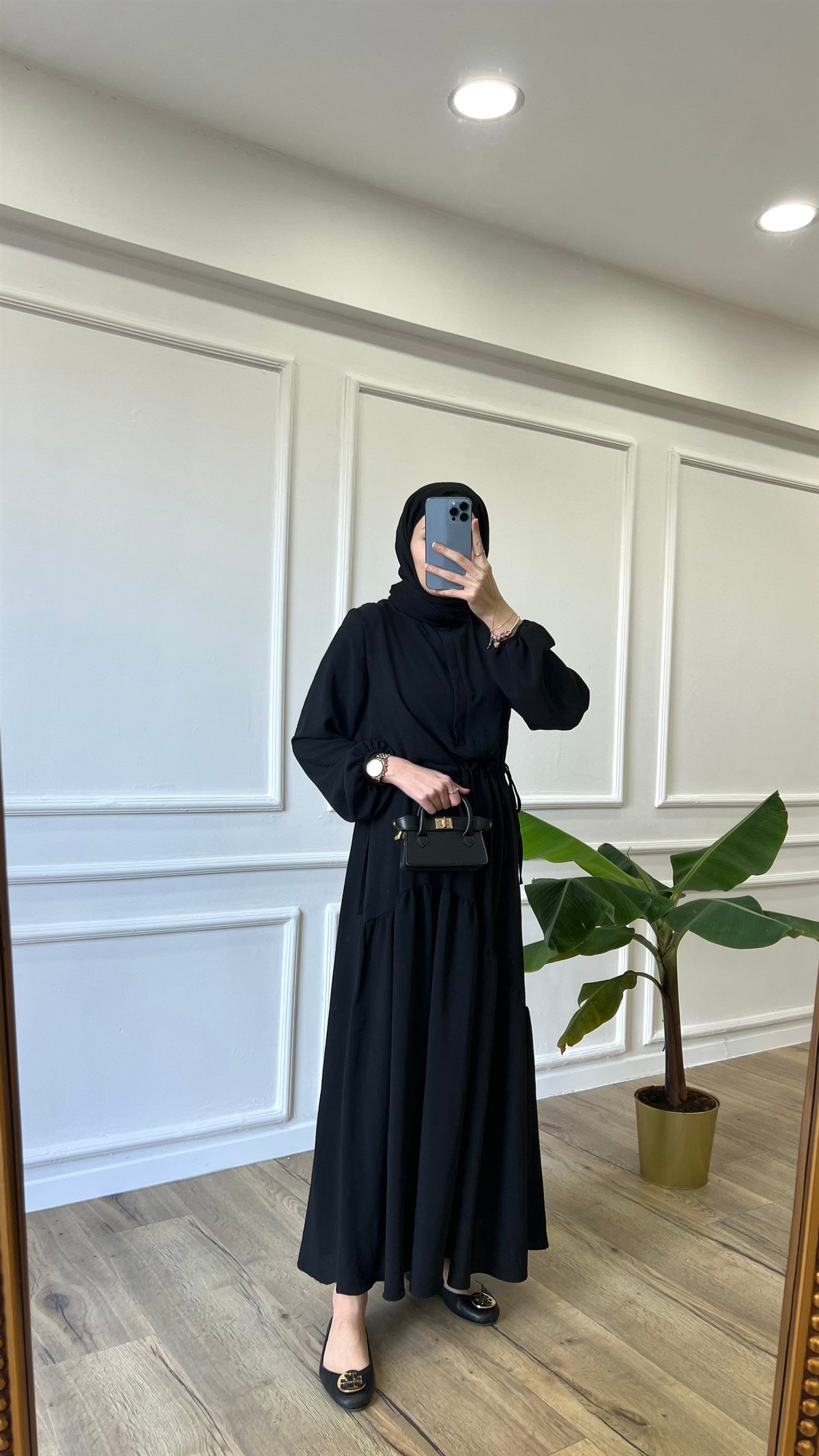 Flora Elbise - Siyah