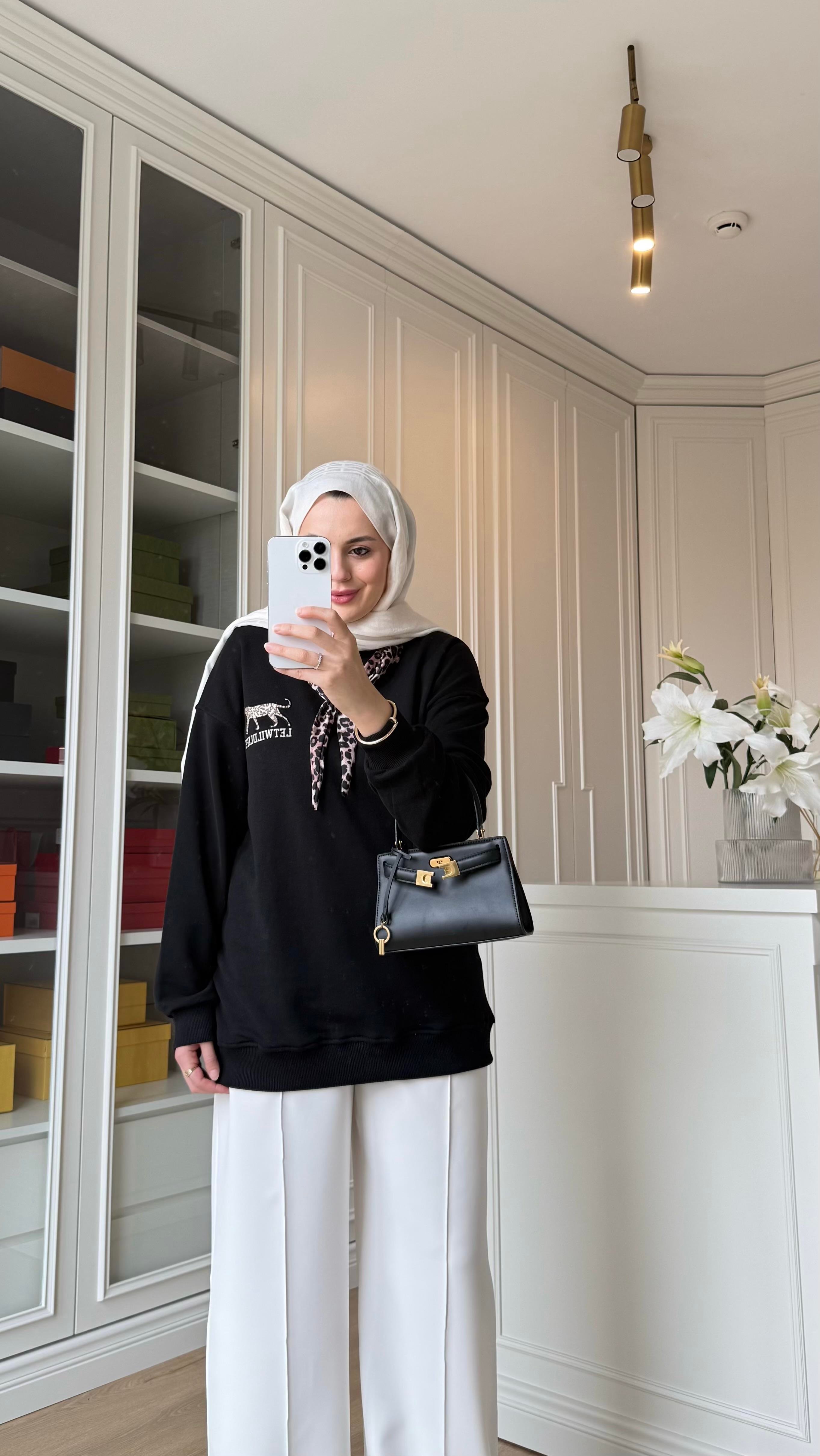 Fularlı Sweatshirt Siyah