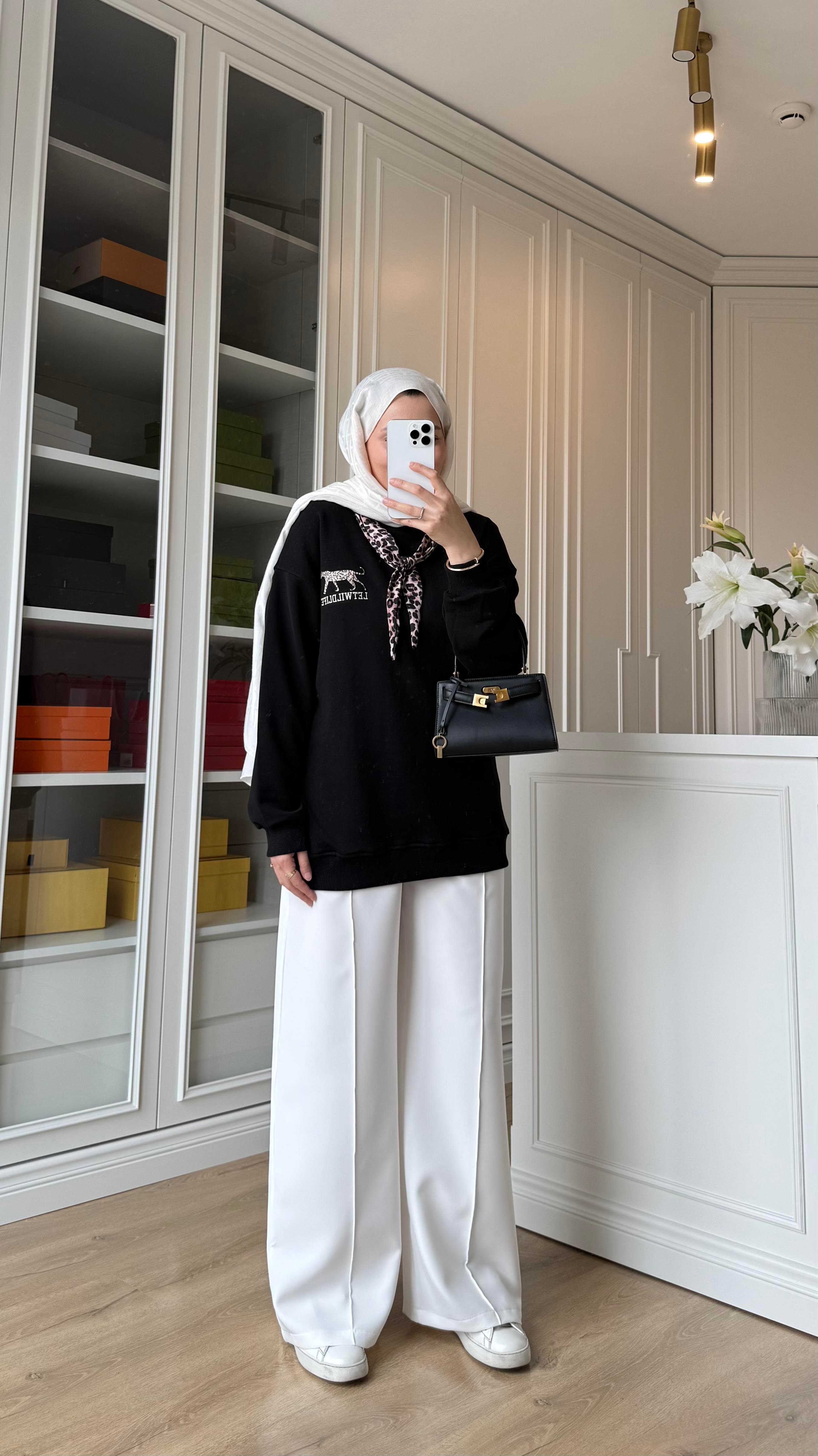 Fularlı Sweatshirt Siyah