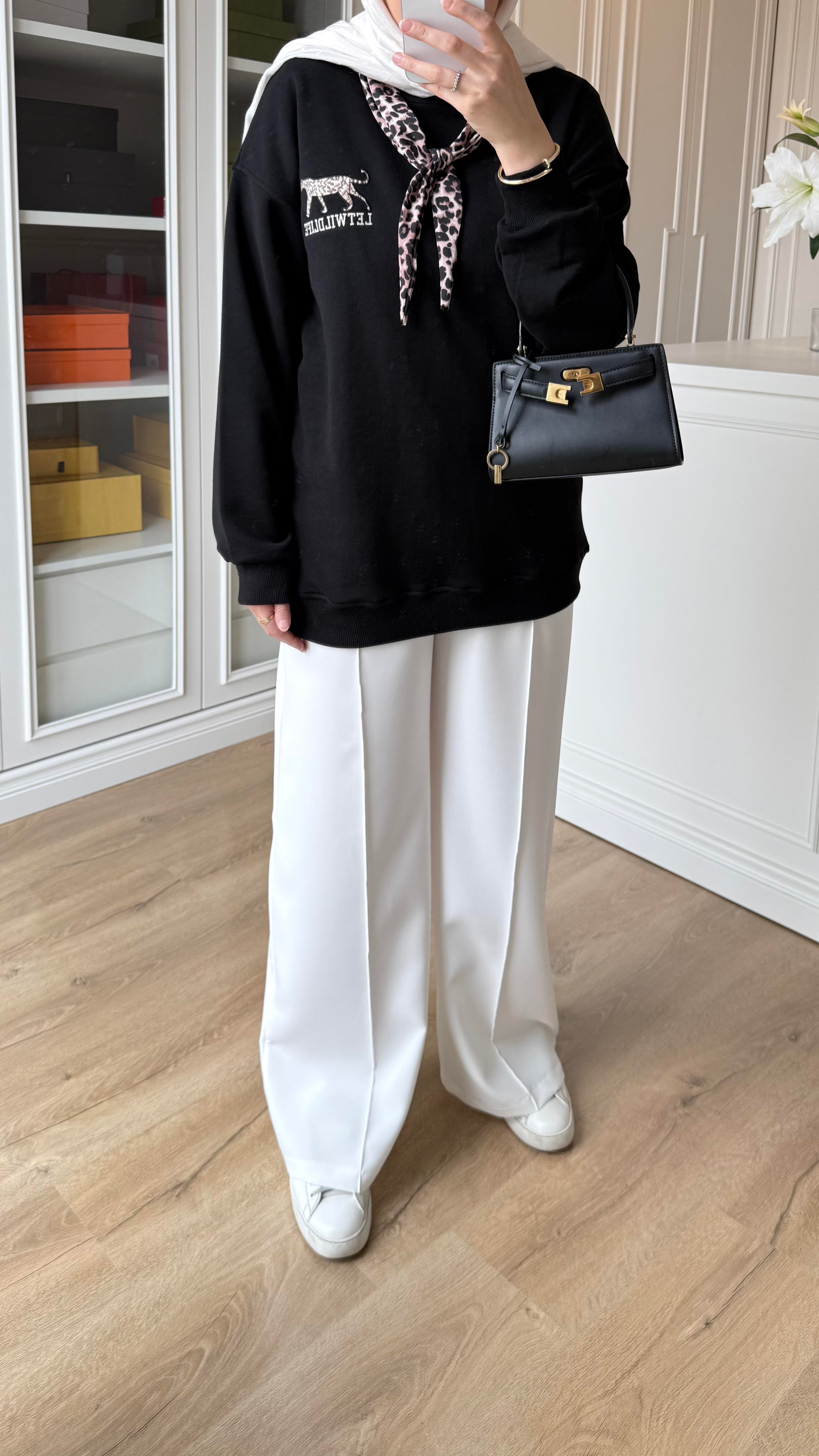 Fularlı Sweatshirt Siyah