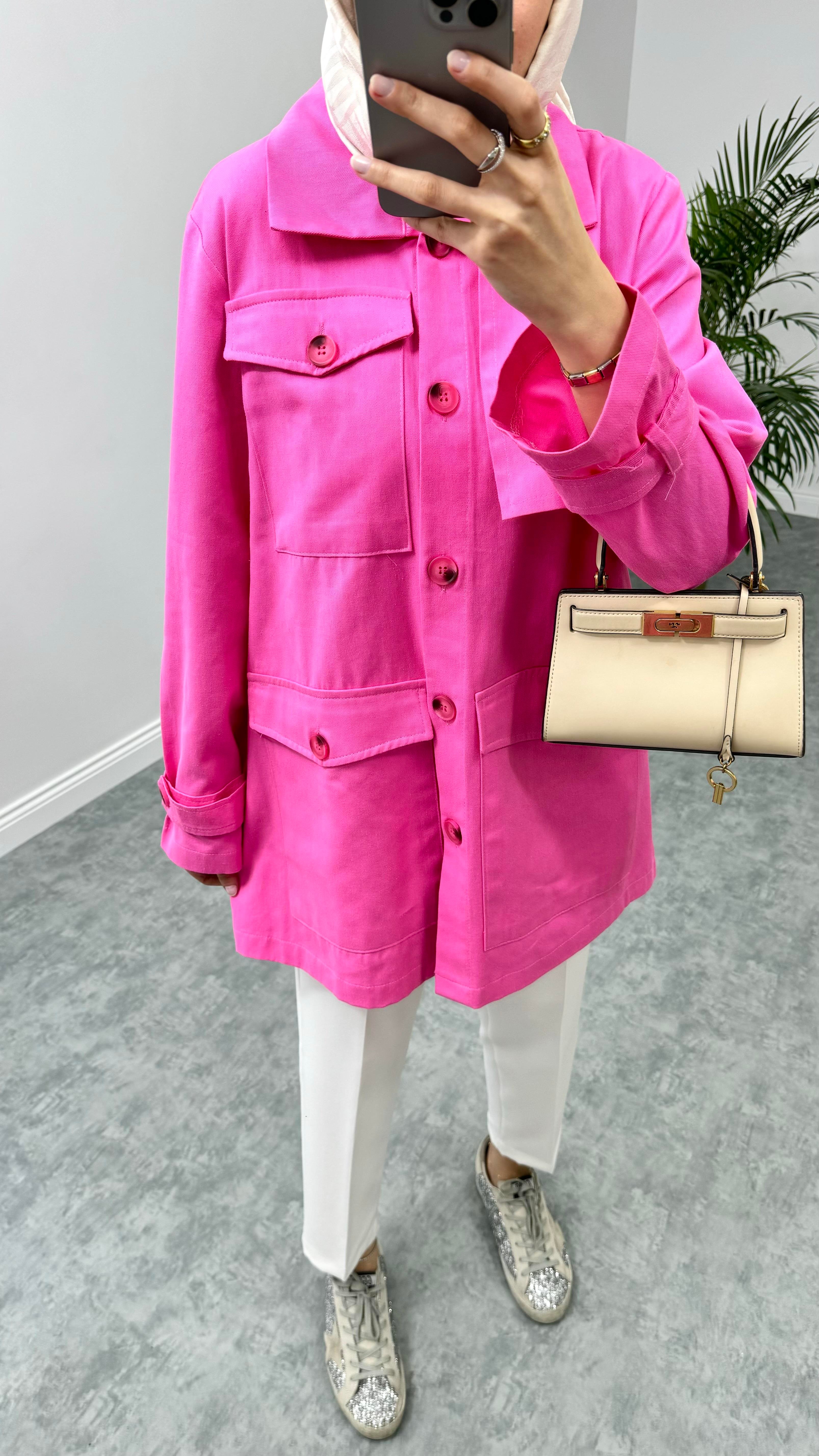 Gabardin Ceket Pembe 