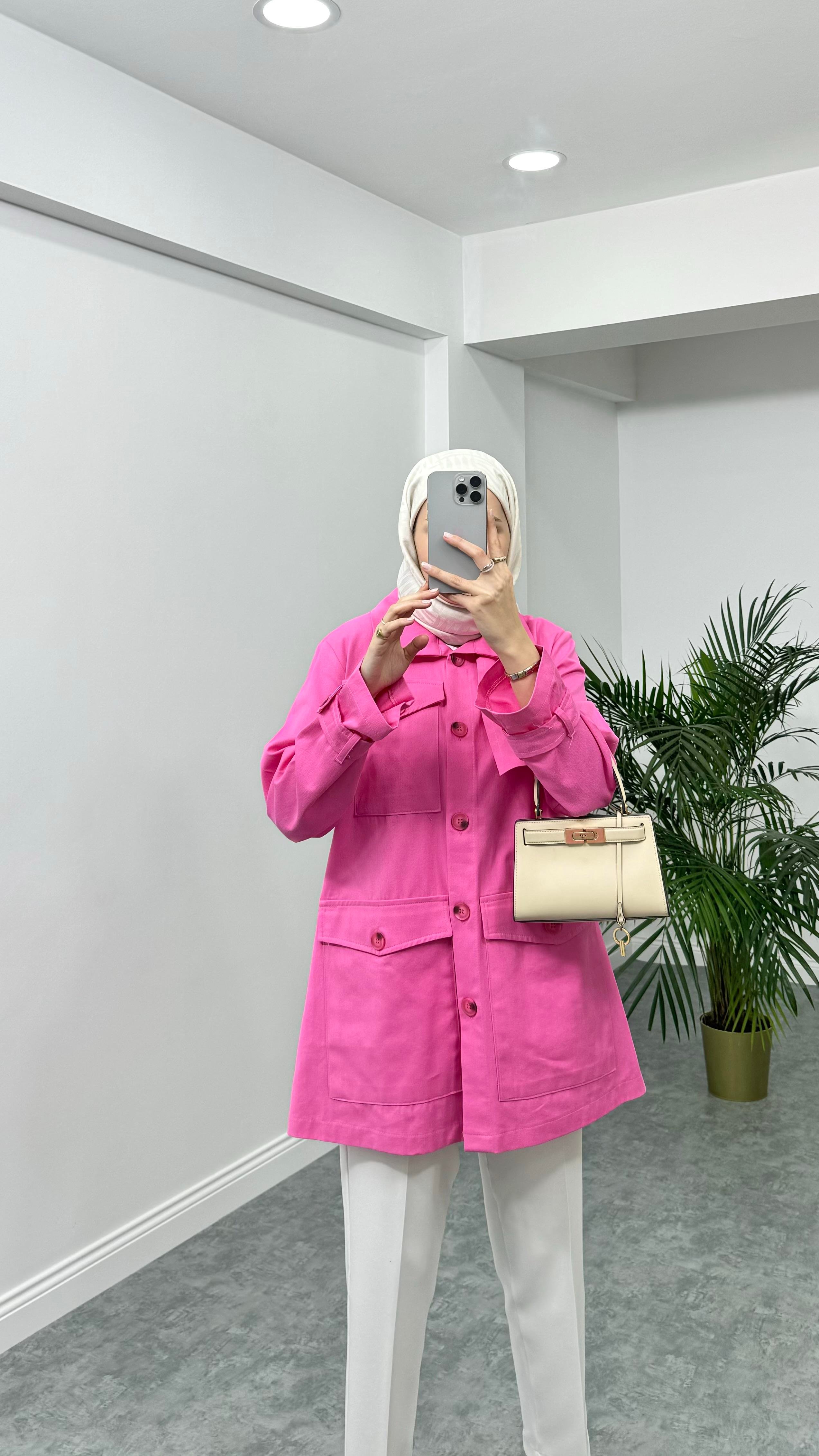 Gabardin Ceket Pembe 
