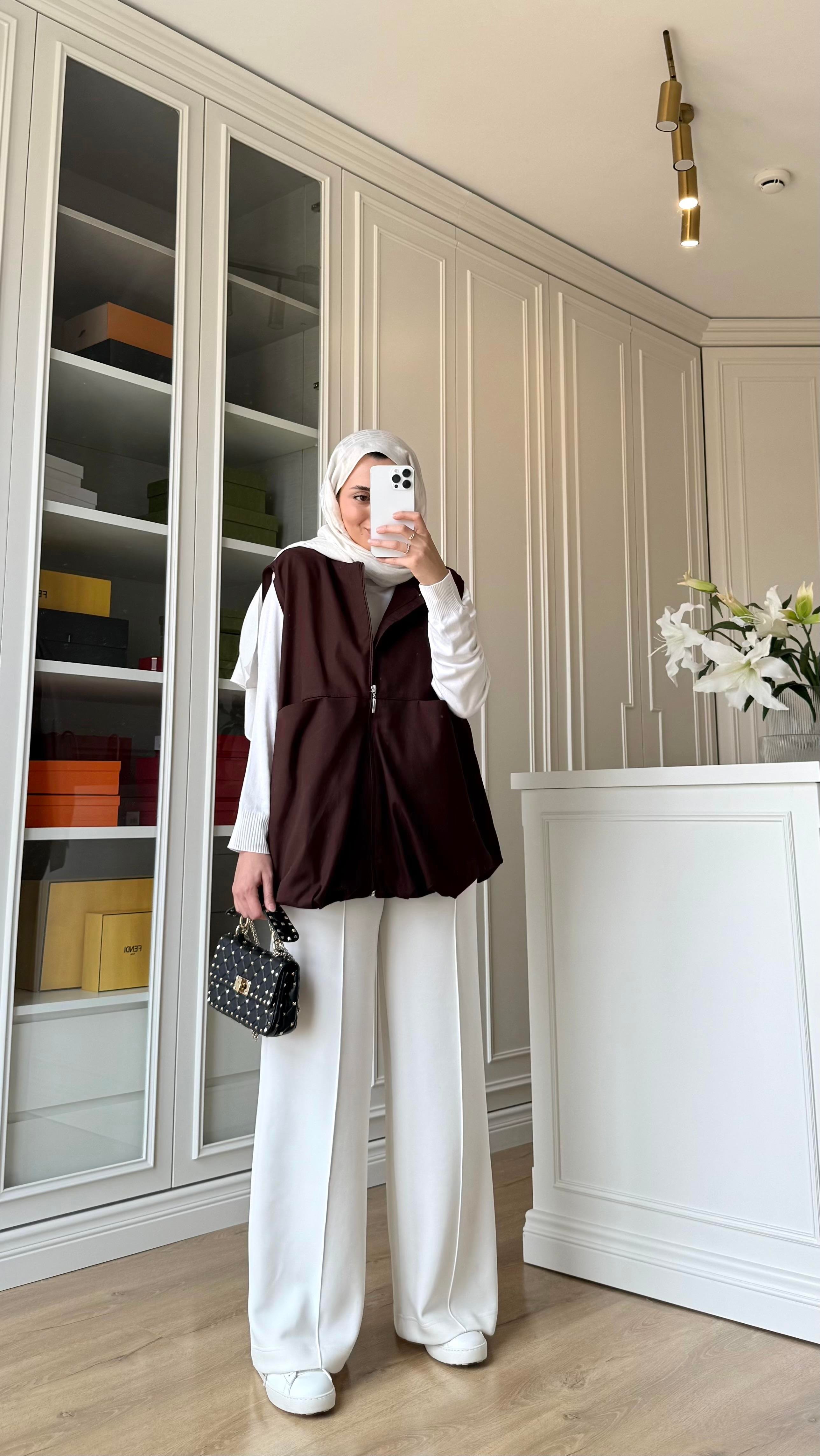 Gabardin Yelek Acı Kahve
