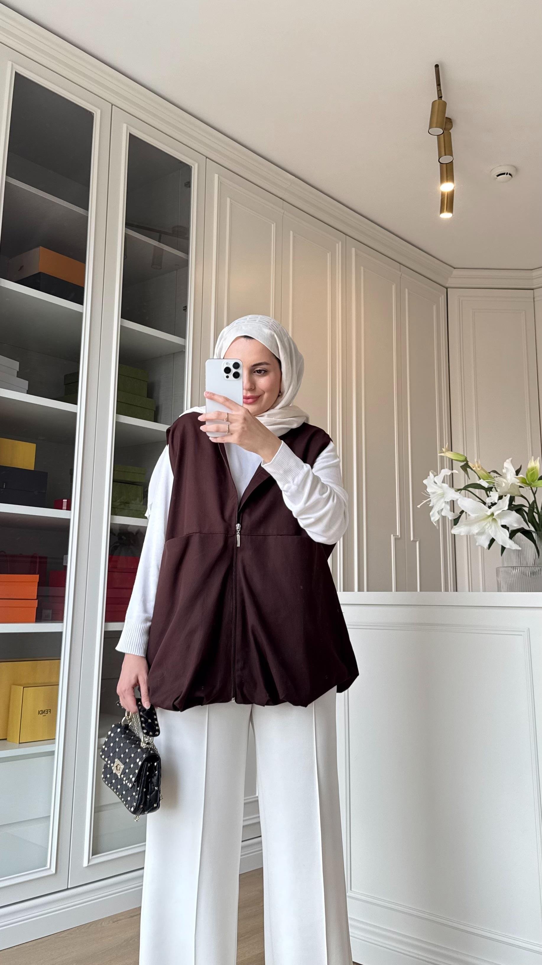 Gabardin Yelek Acı Kahve