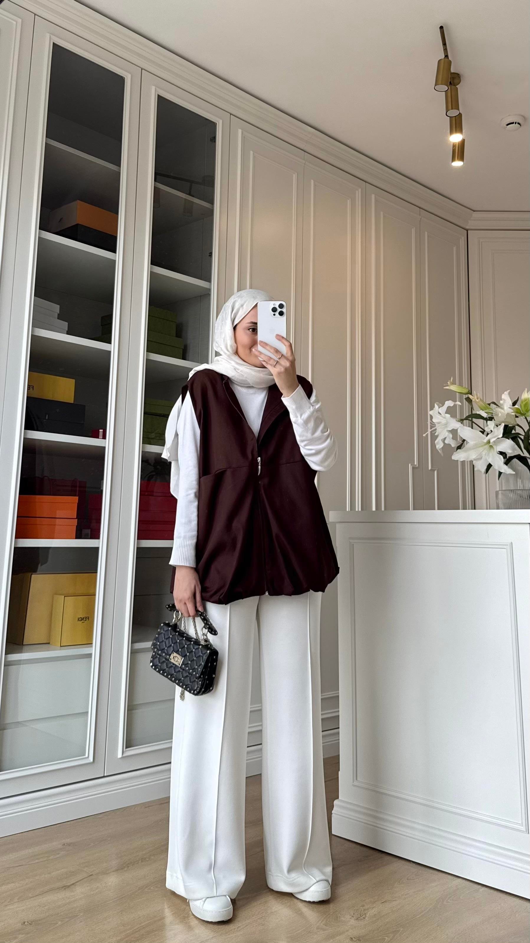 Gabardin Yelek Acı Kahve