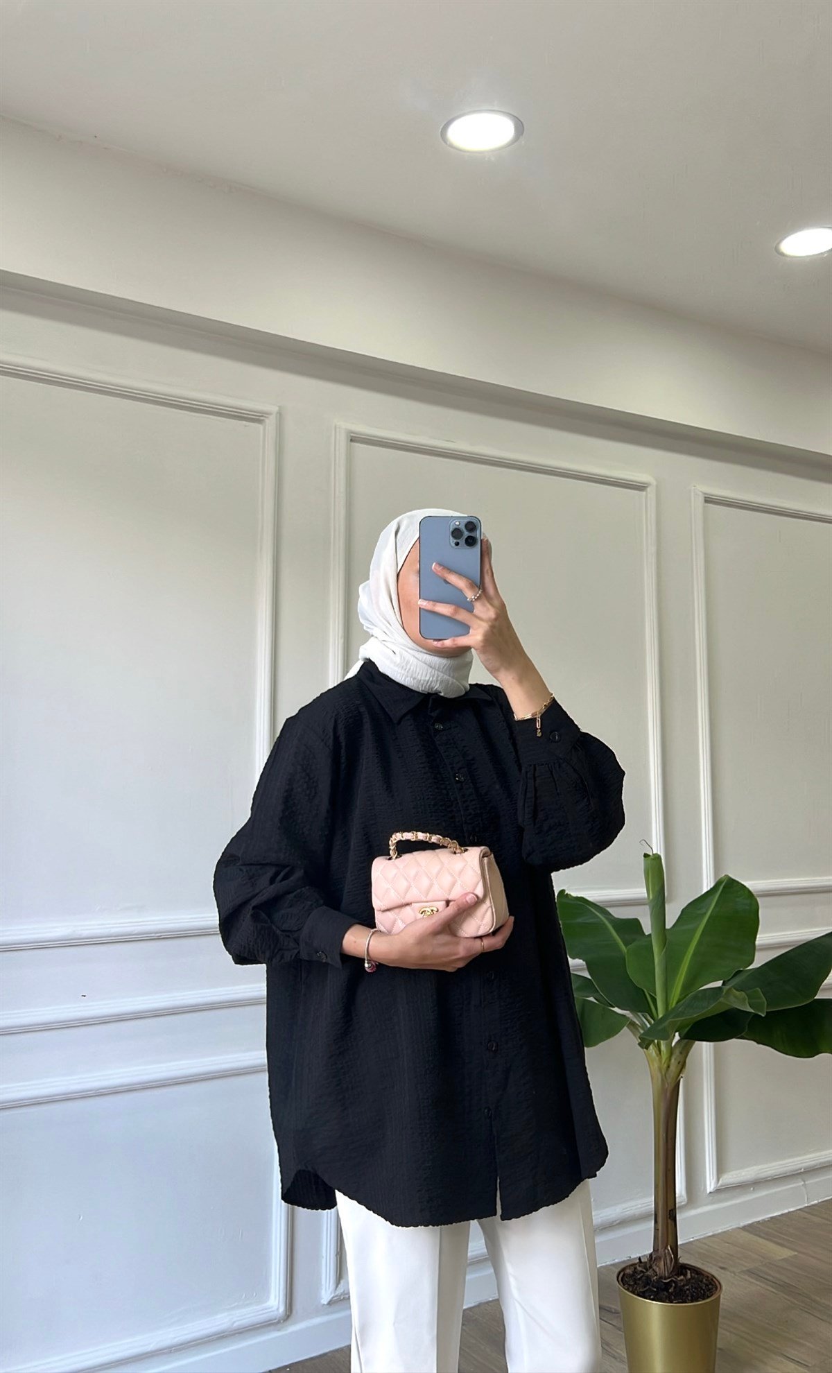 Gofre Gömlek - Siyah