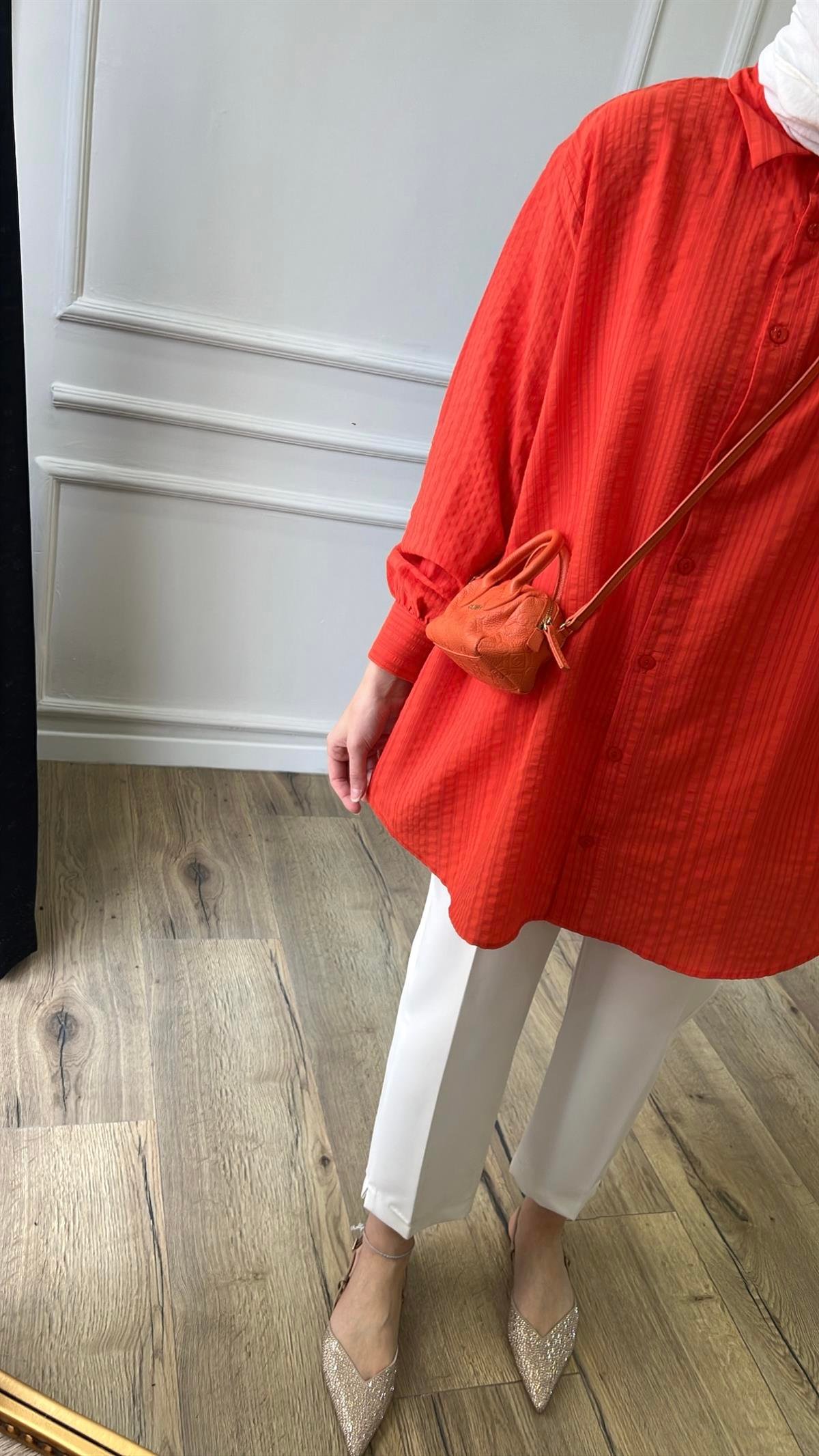 Gofre Gömlek - Turuncu