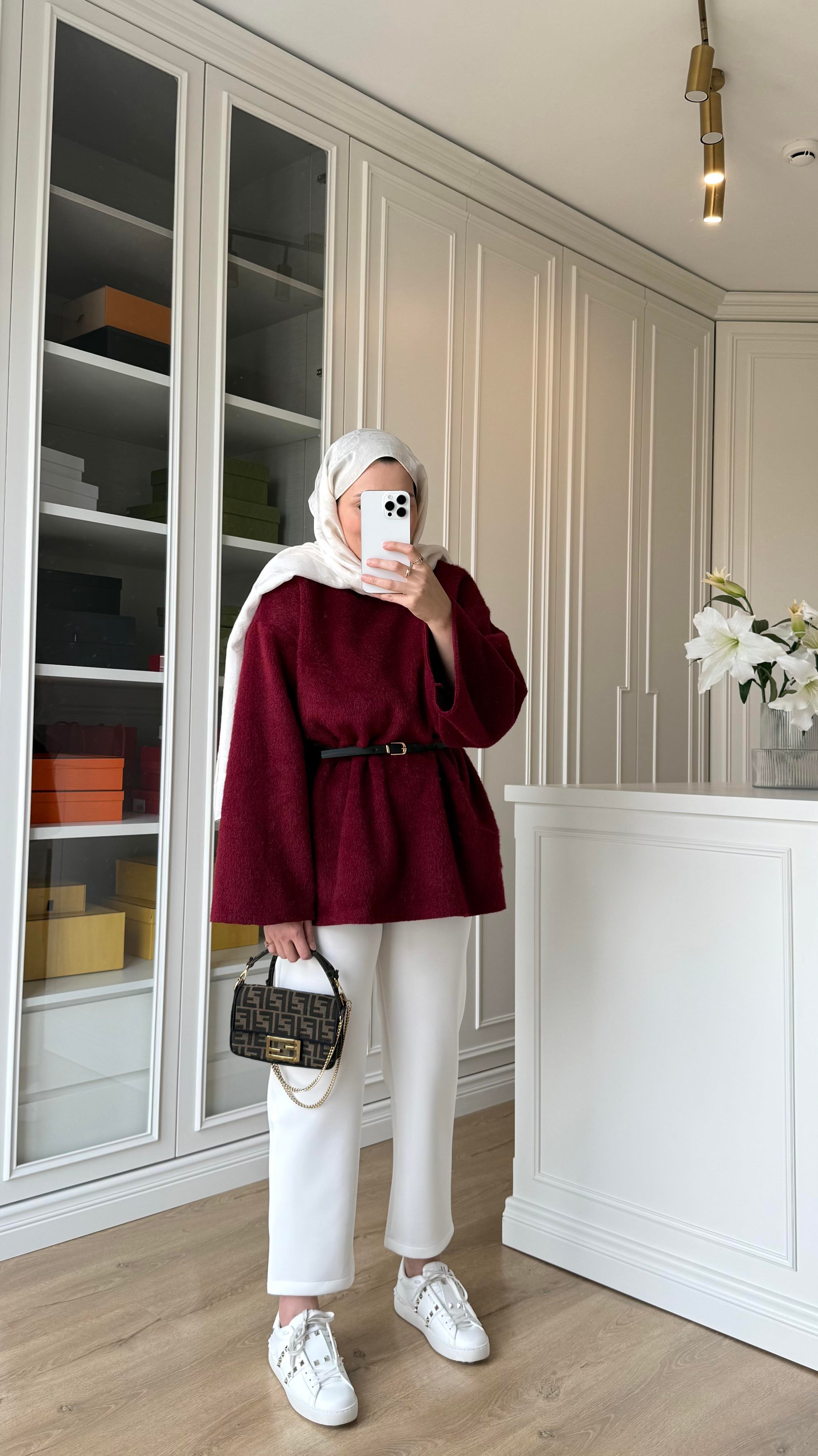 Kaşe Oversize Triko Bordo