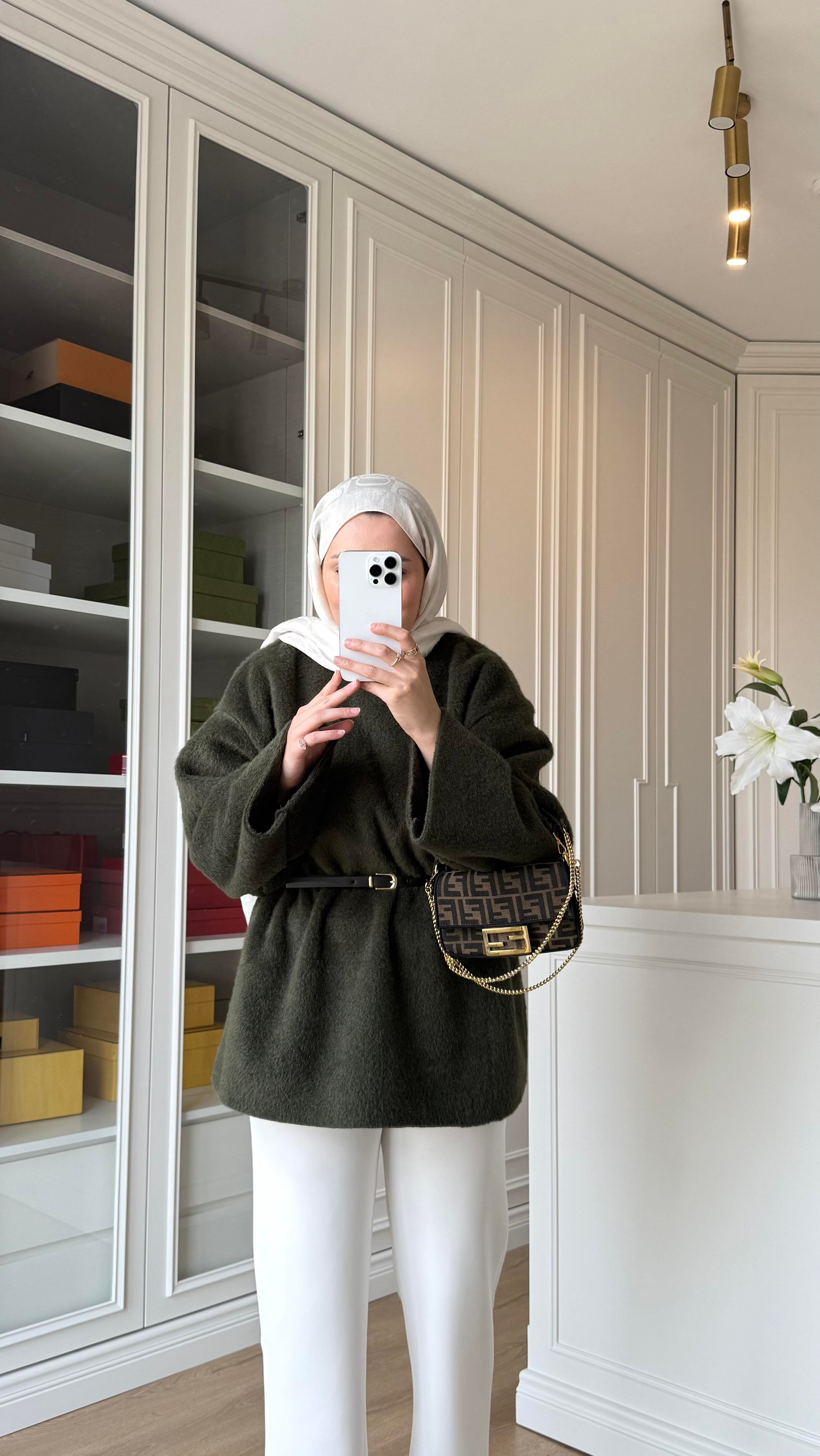 Kaşe Oversize Triko Haki