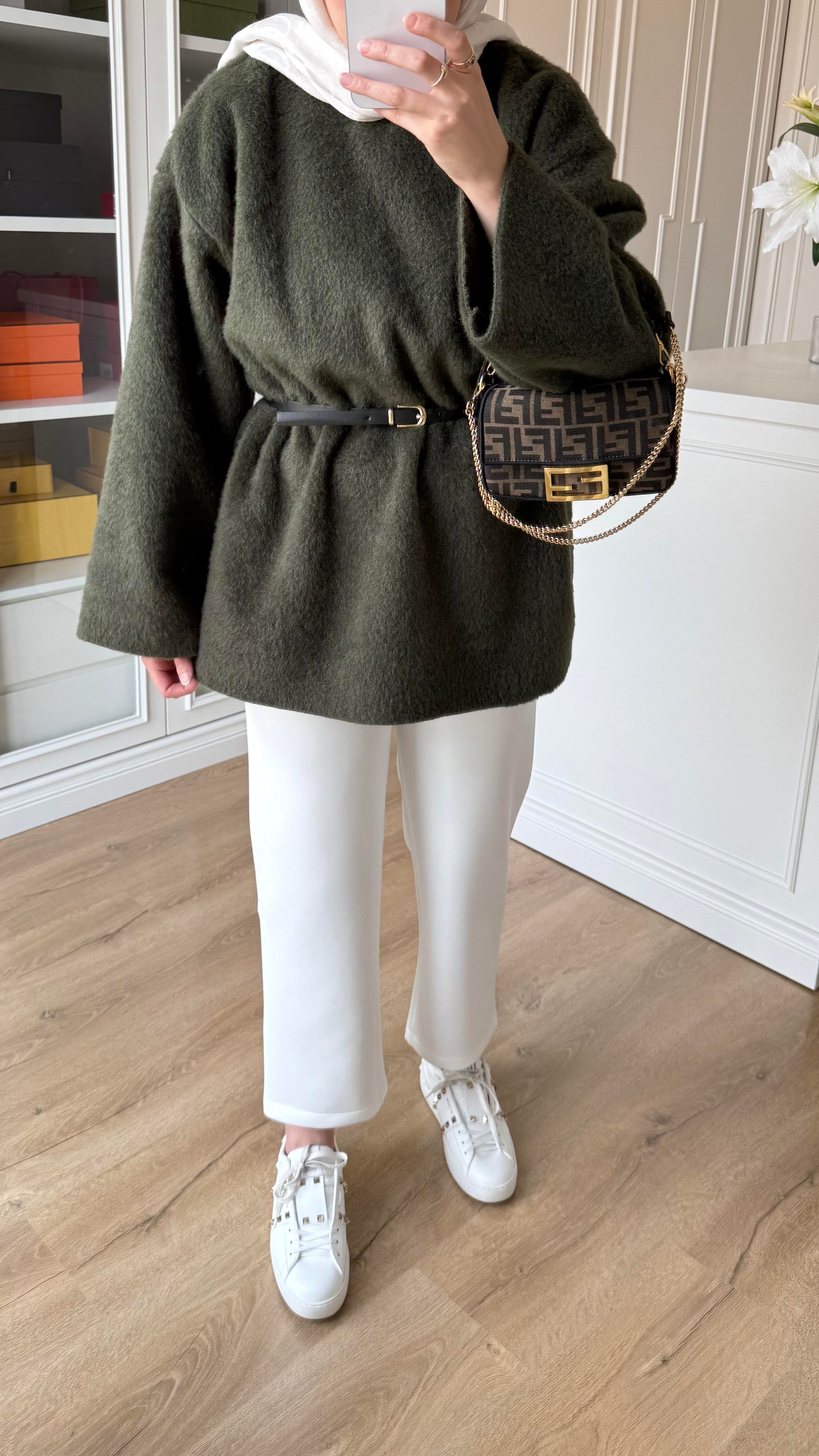 Kaşe Oversize Triko Haki