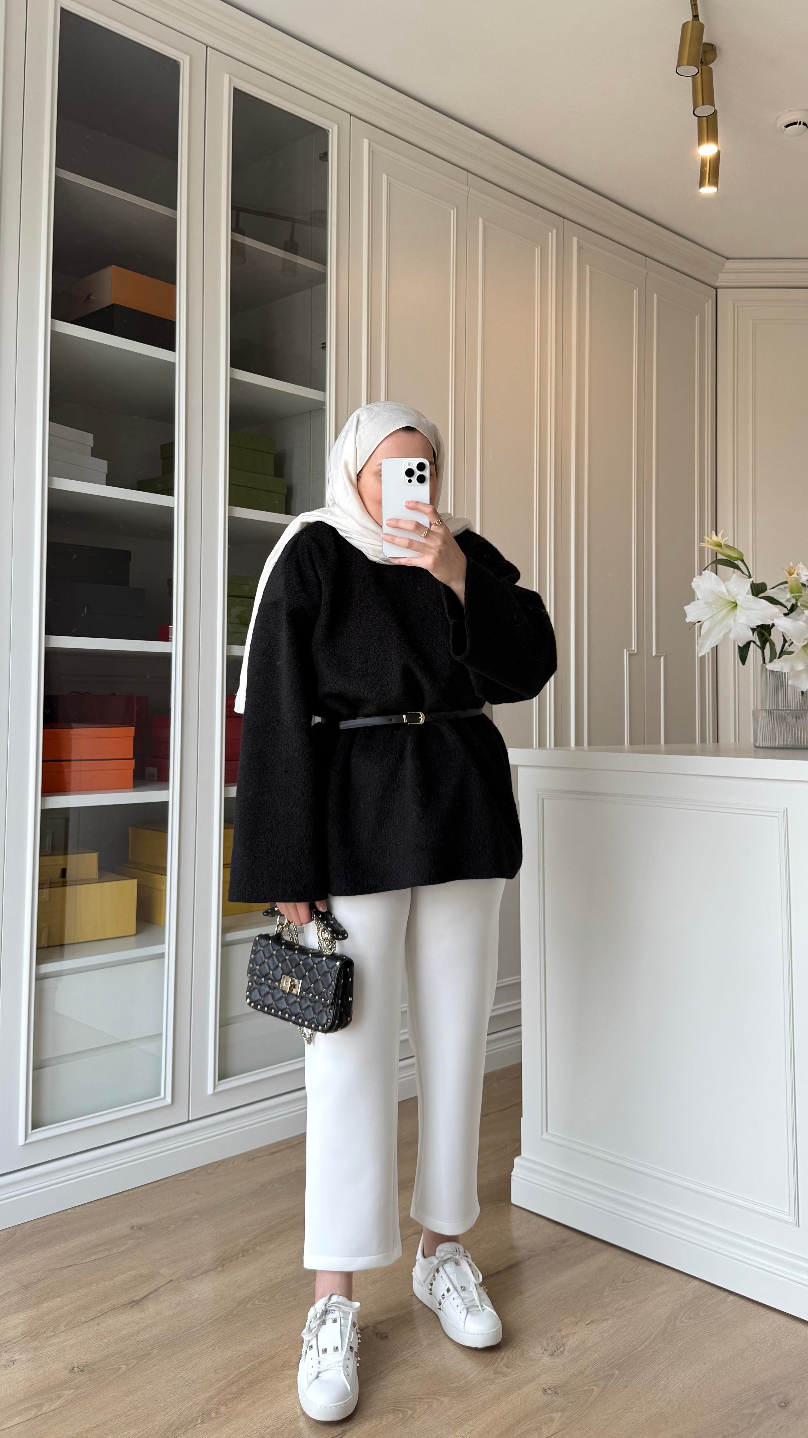 Kaşe Oversize Triko Siyah