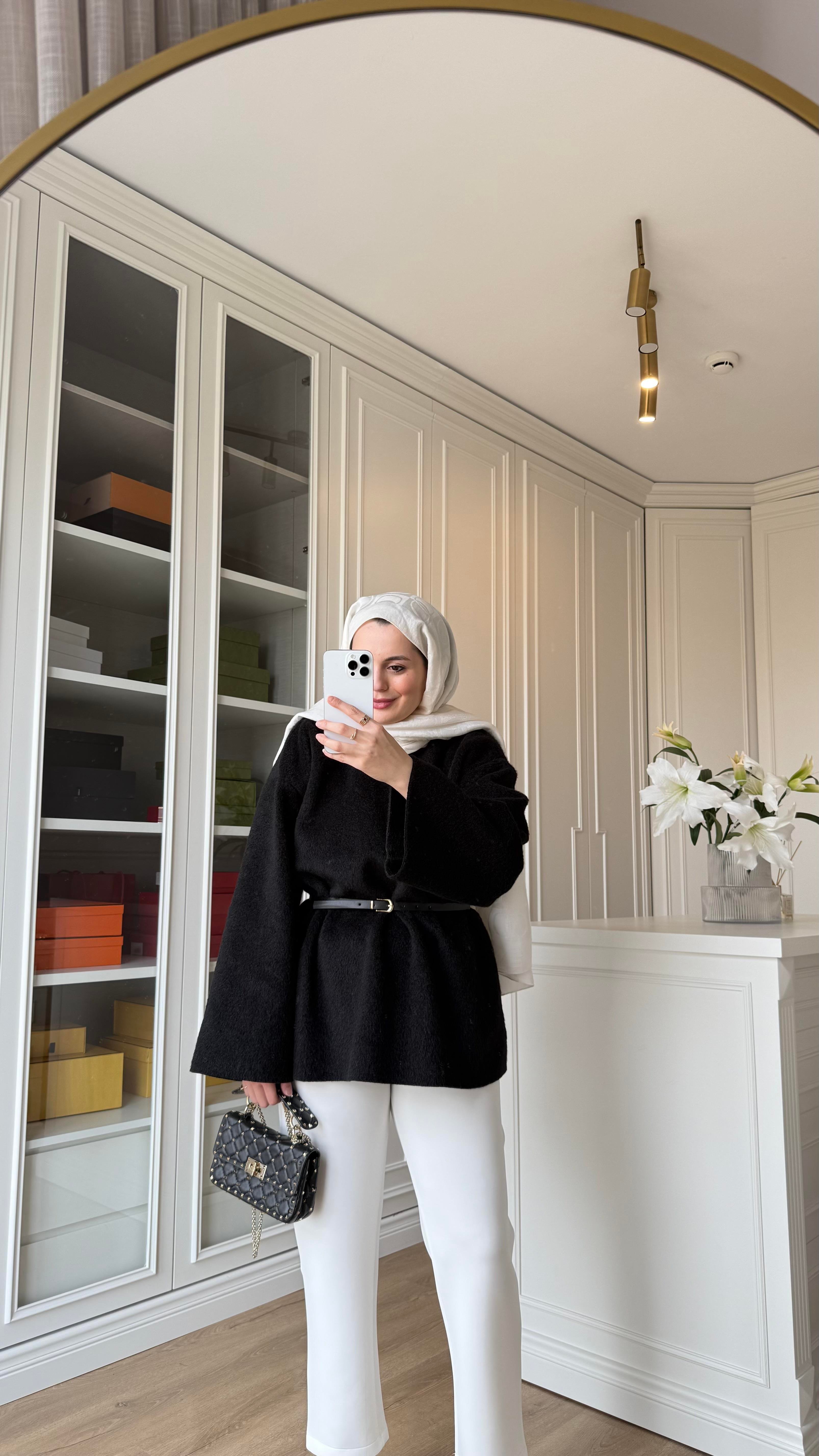Kaşe Oversize Triko Siyah