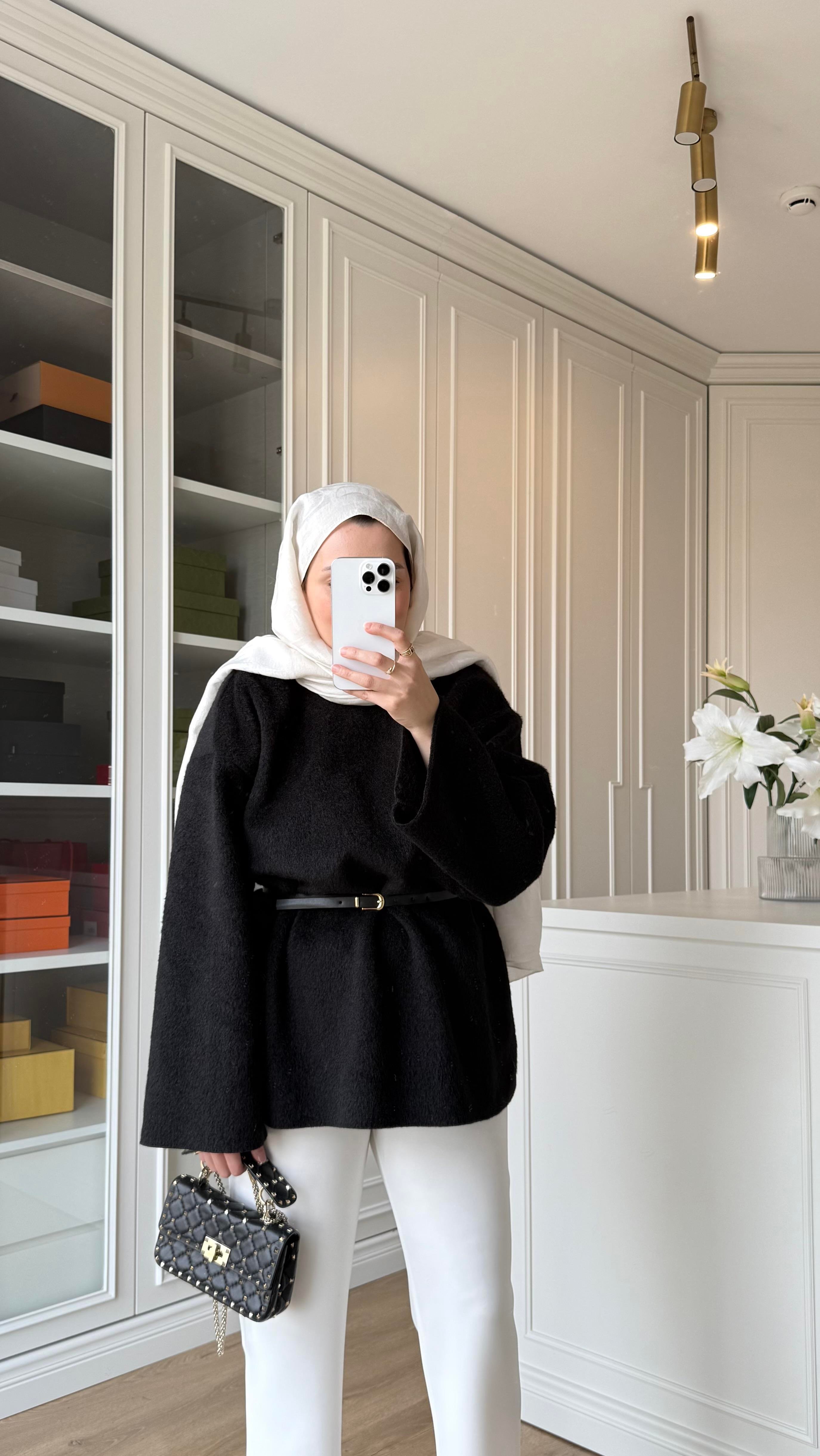 Kaşe Oversize Triko Siyah