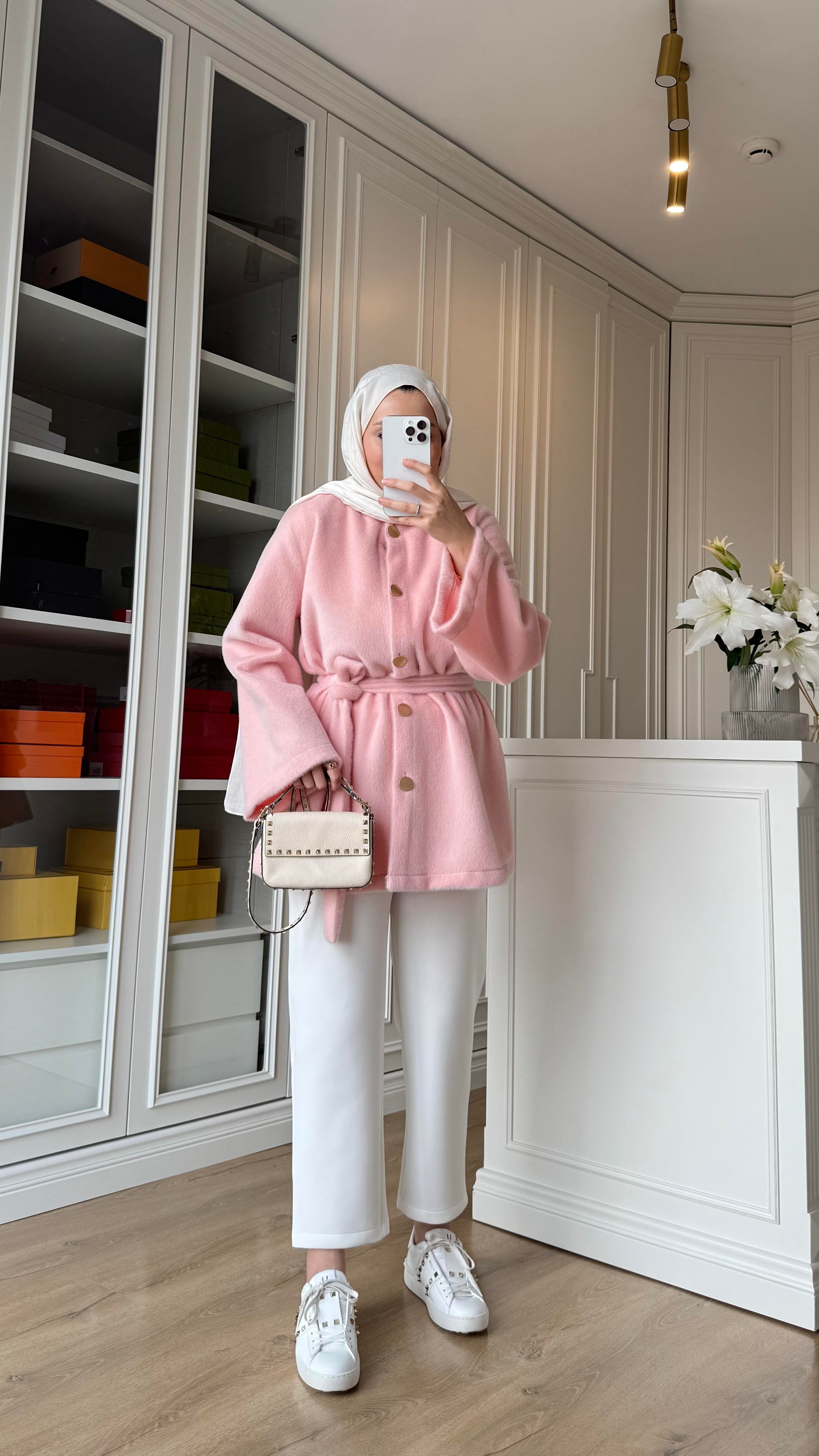 Kely Kısa Kaban Pembe