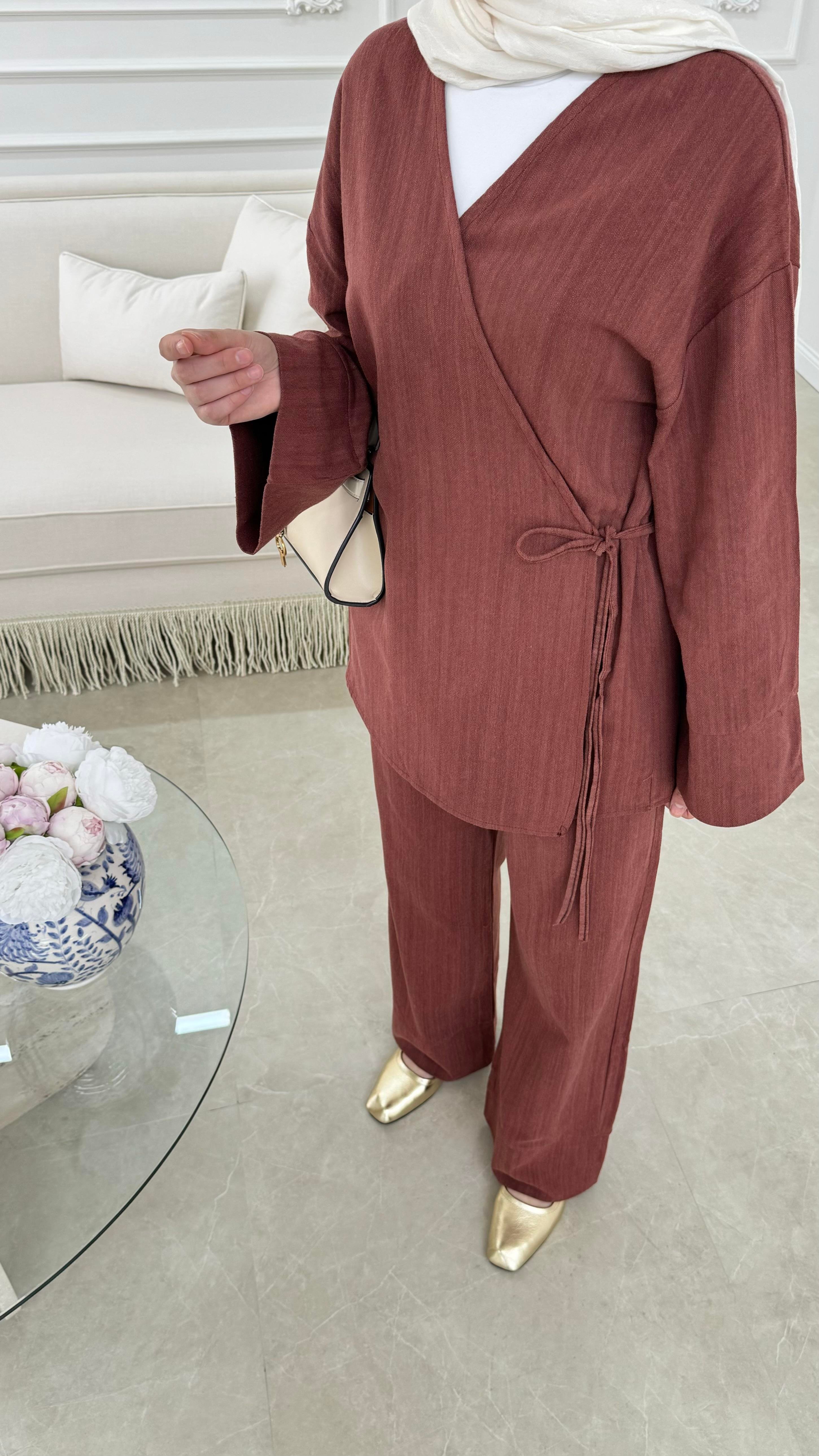 Kimono Keten Takım Kiremit 