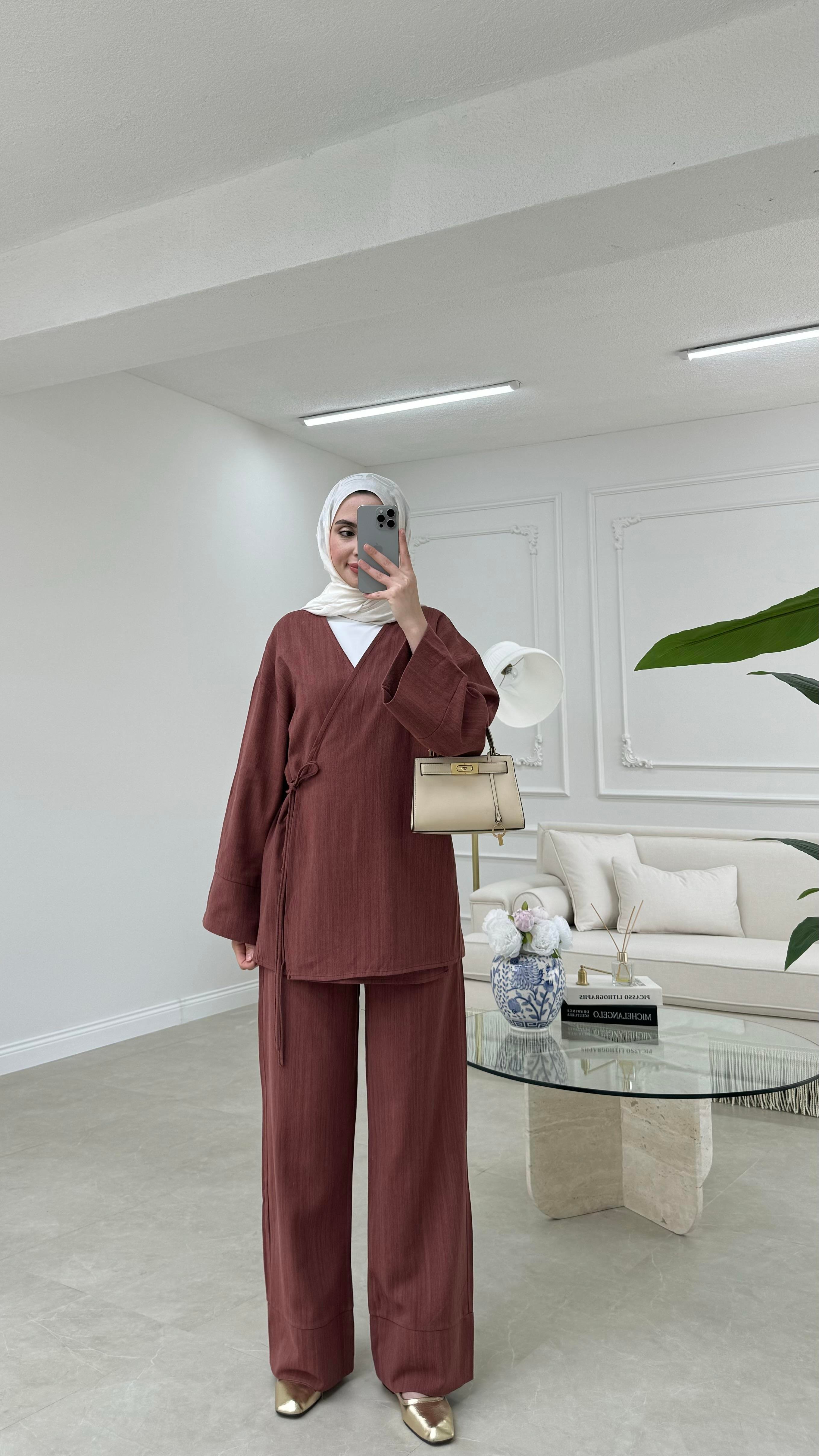 Kimono Keten Takım Kiremit 