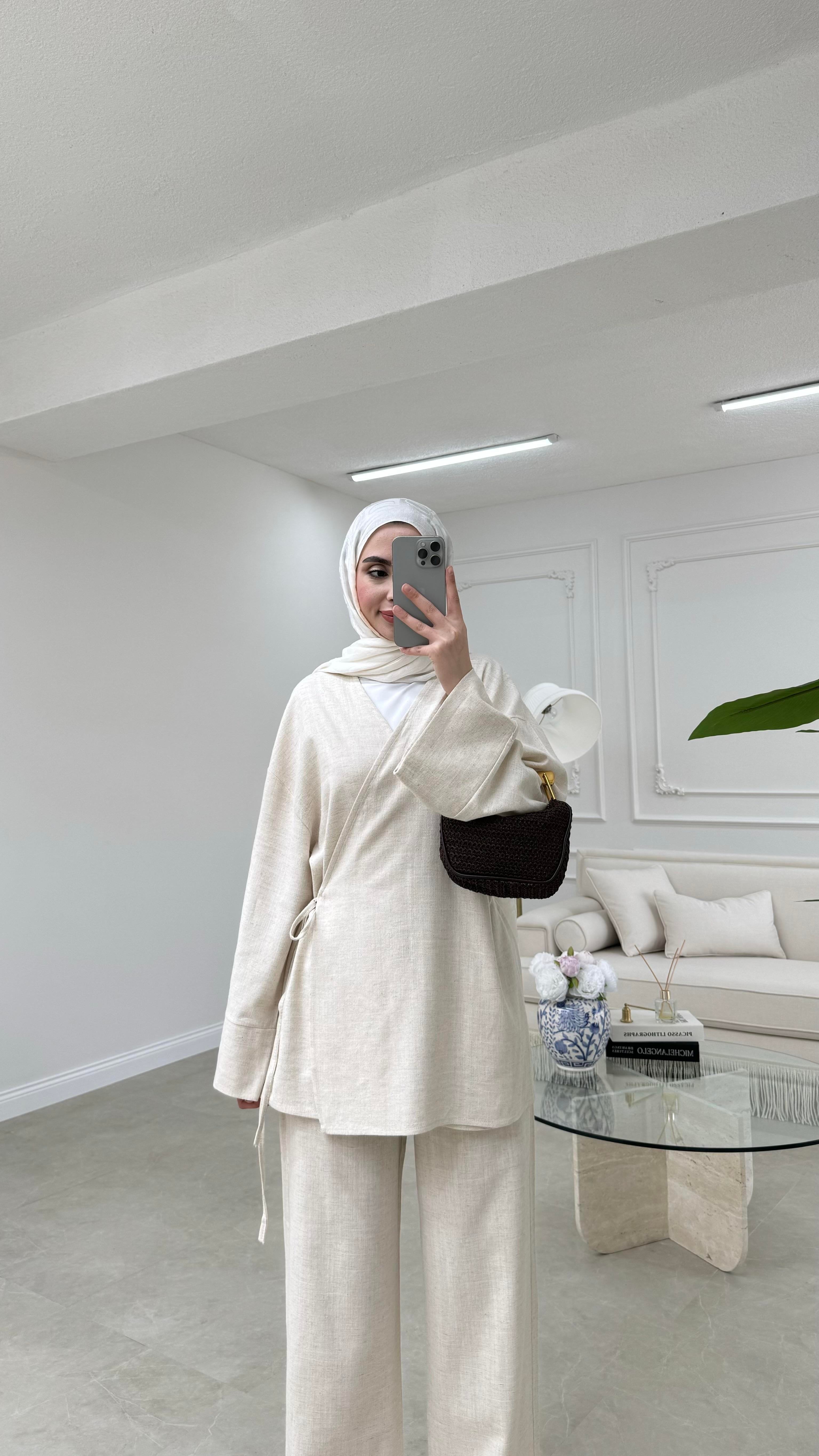 Kimono Keten Takım Naturel 