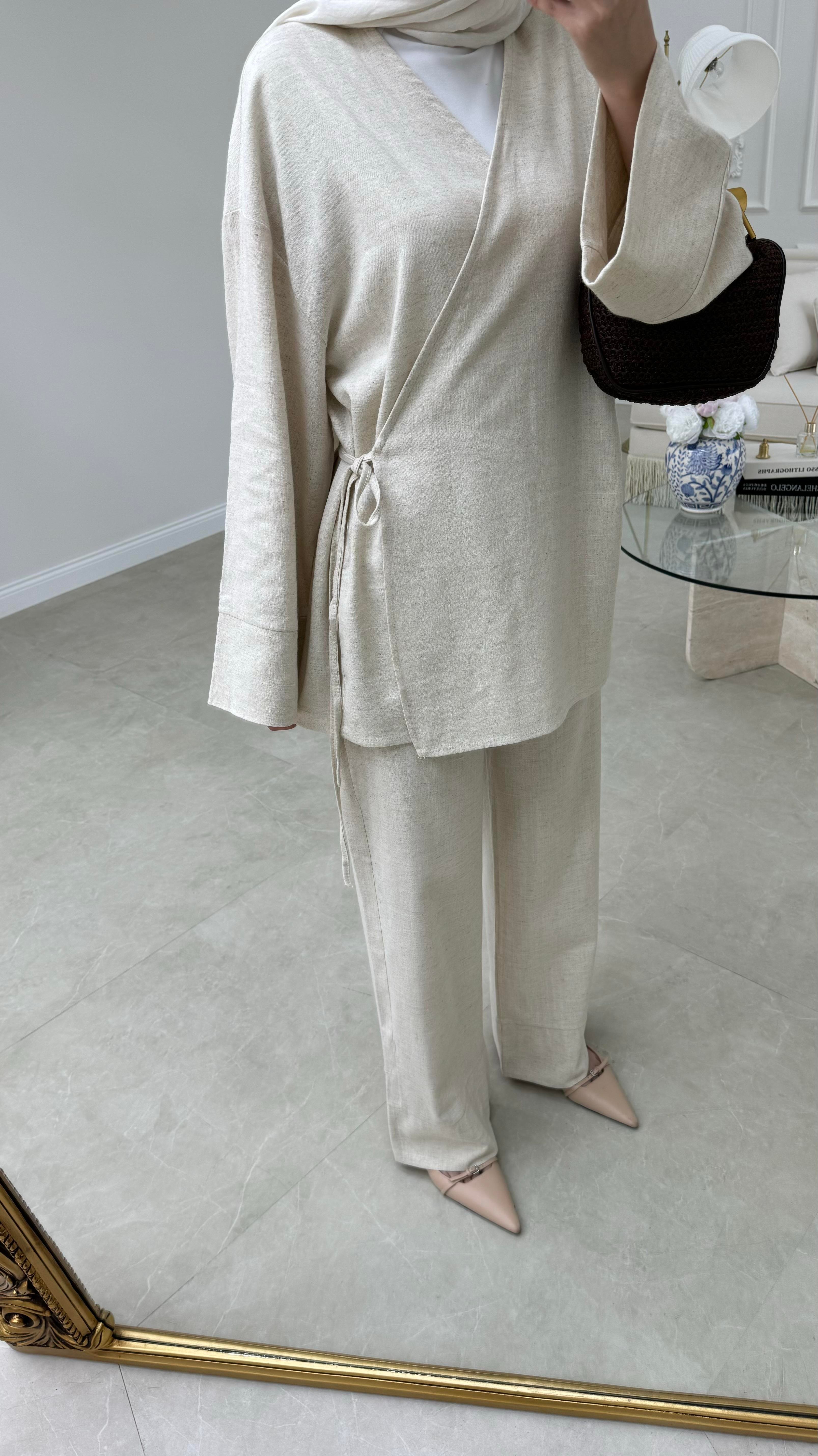Kimono Keten Takım Naturel 