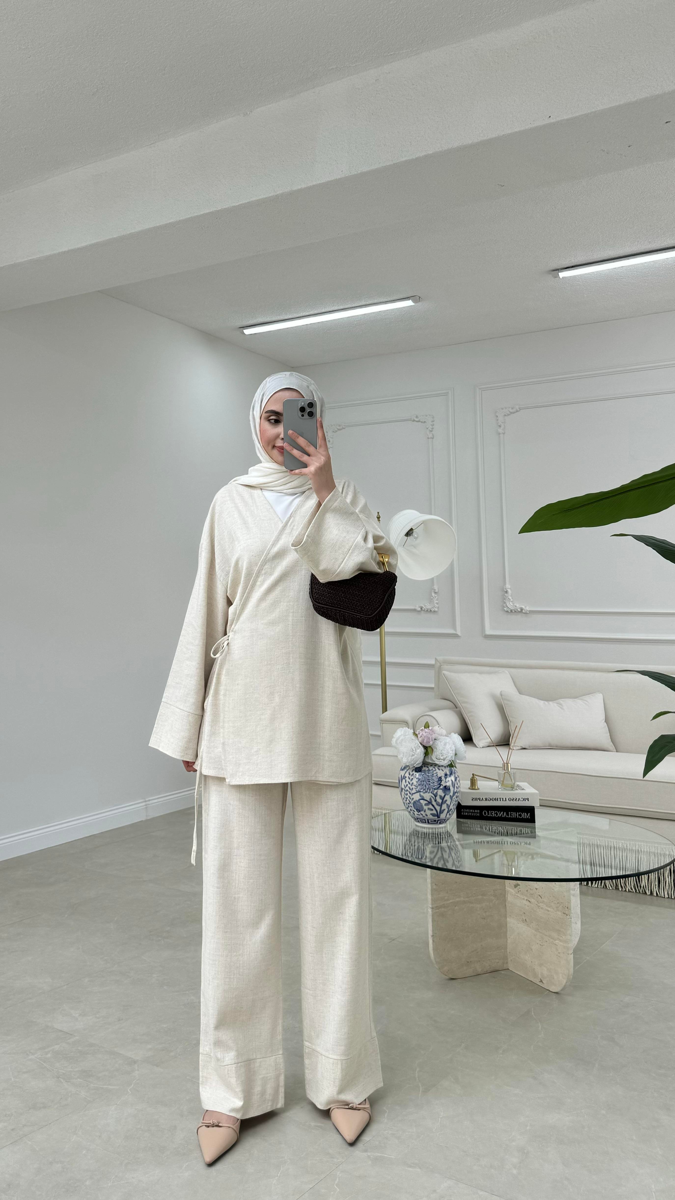 Kimono Keten Takım Naturel 