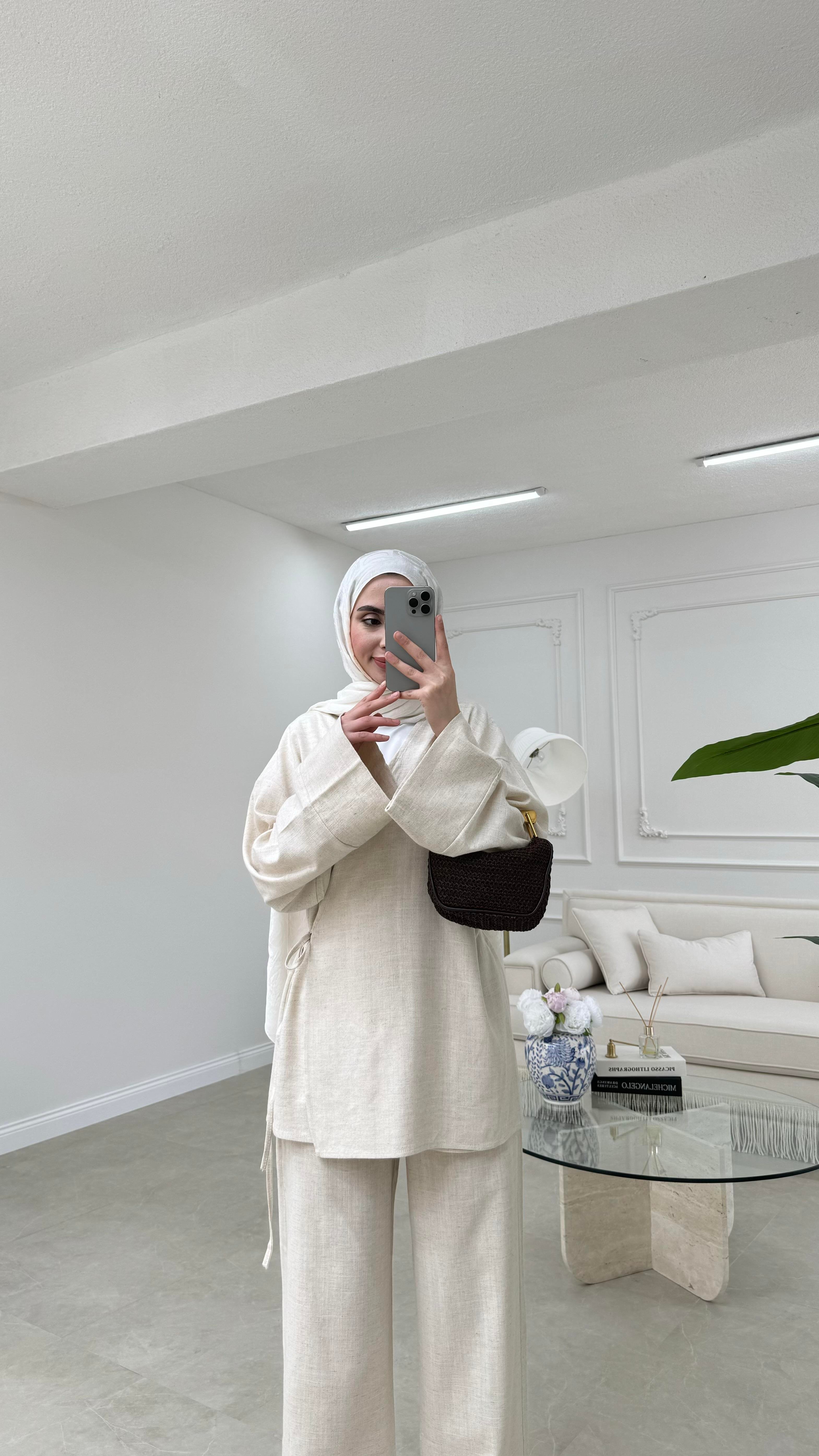 Kimono Keten Takım Naturel 