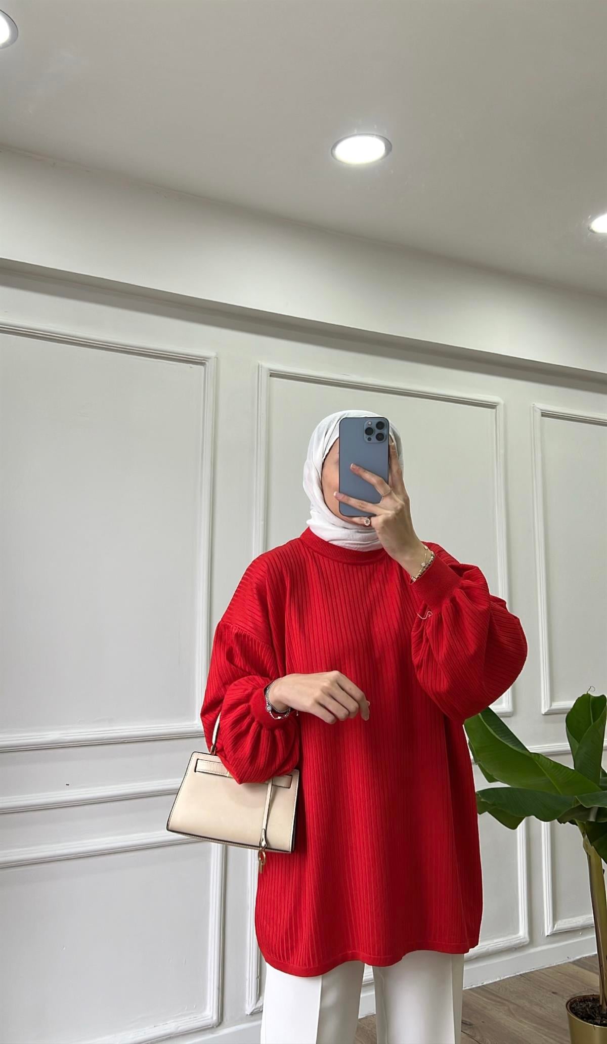 Kırmızı - Merserize Tunik 