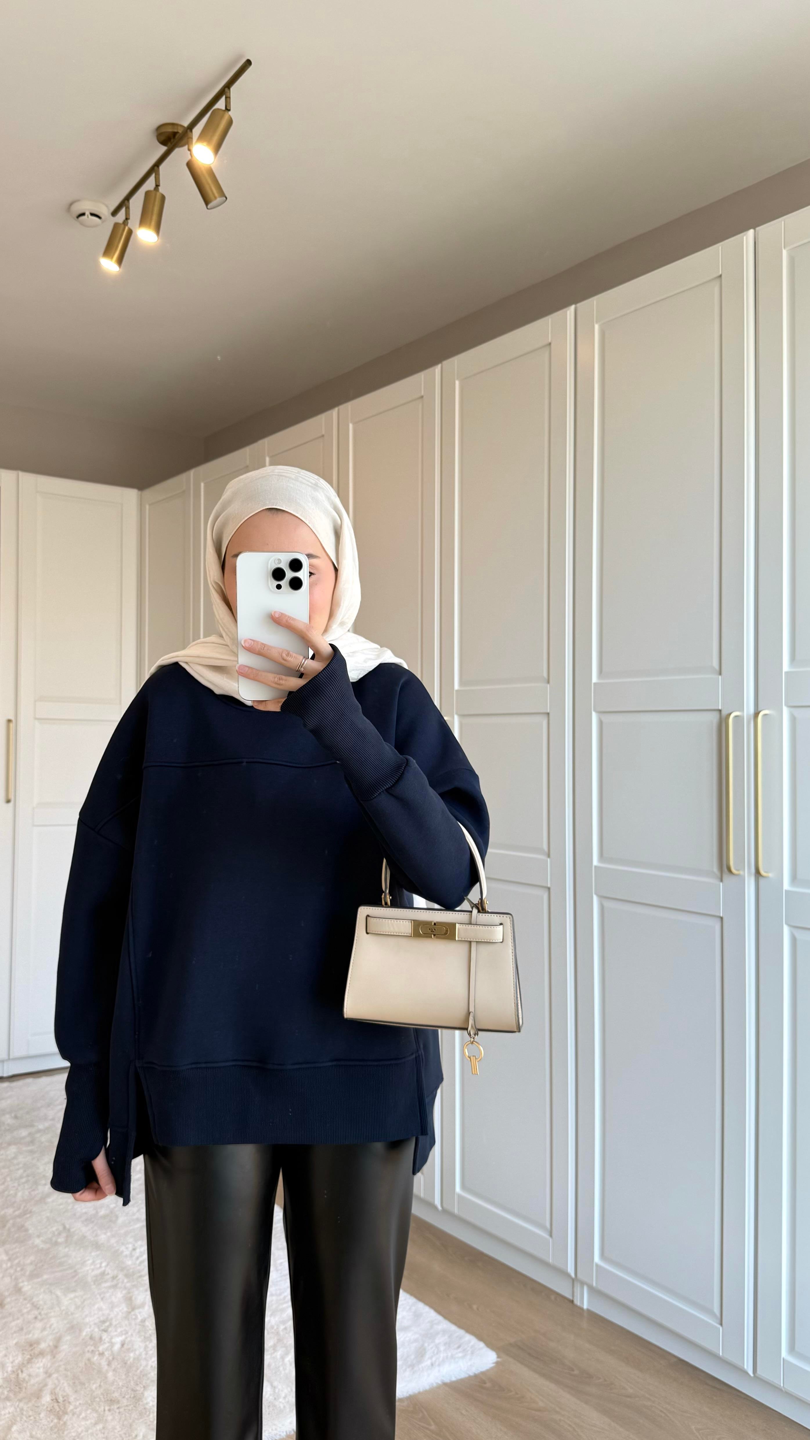 Kolu Lastikli Sweatshirt Lacivert