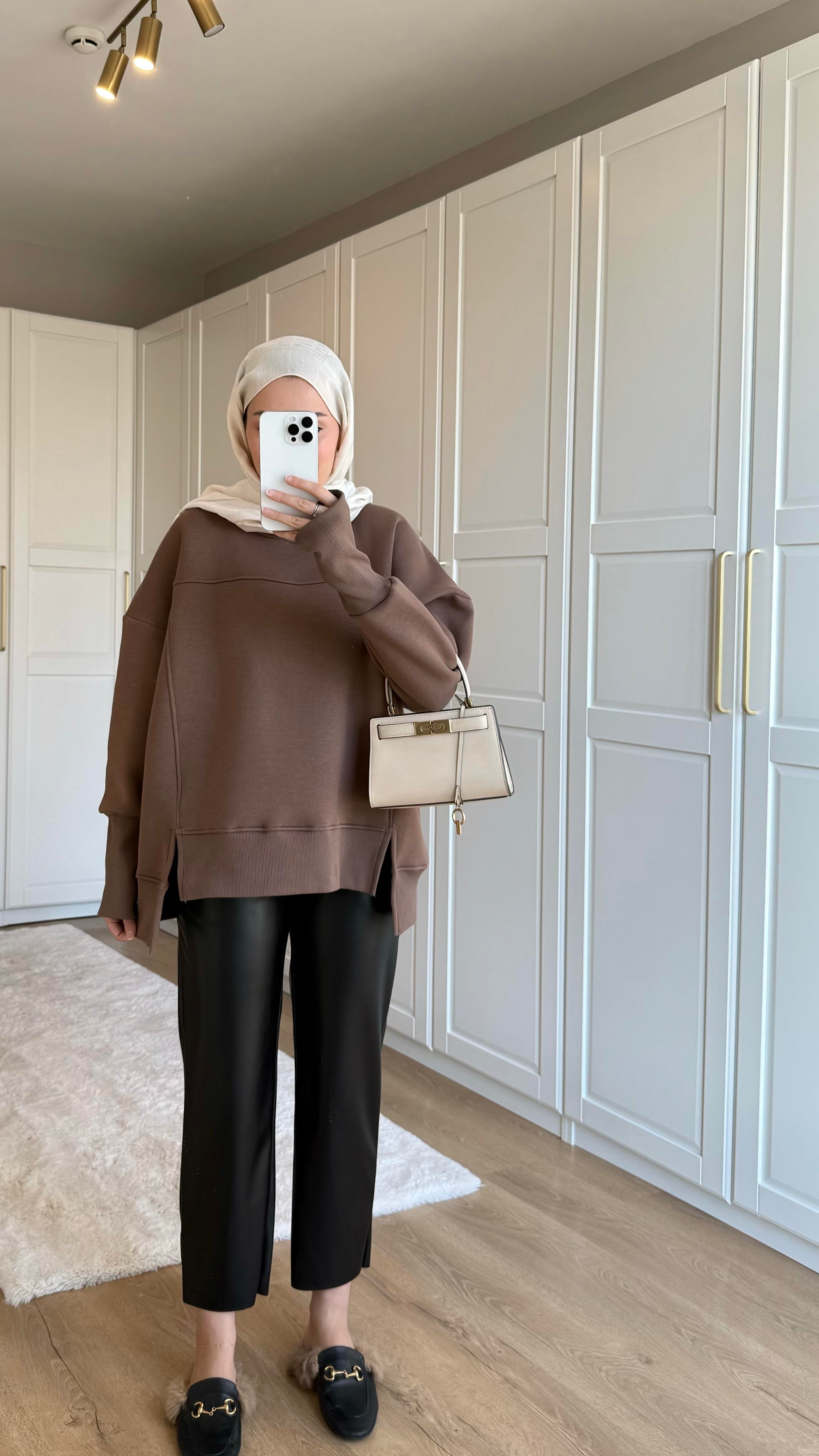 Kolu Lastikli Sweatshirt Vizon
