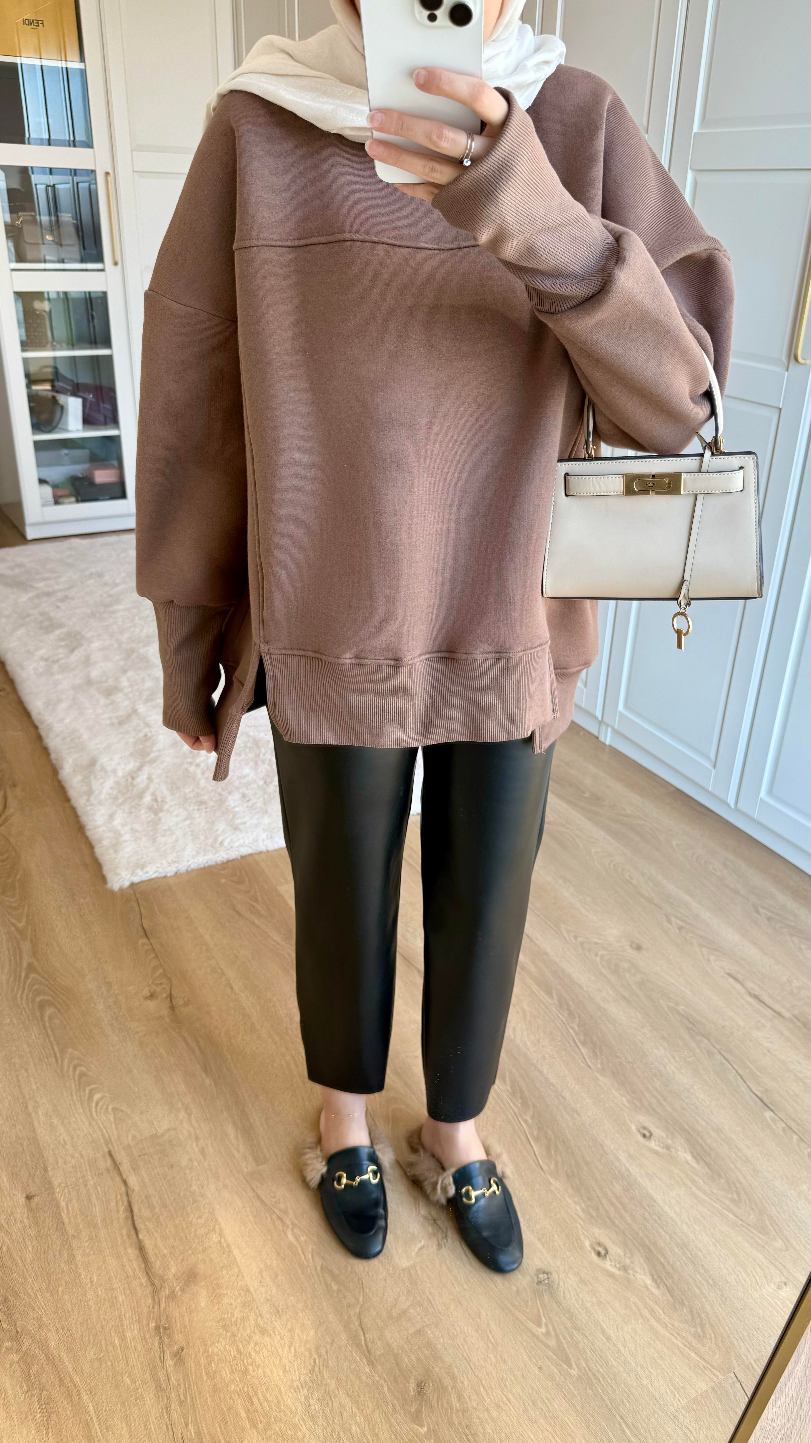 Kolu Lastikli Sweatshirt Vizon