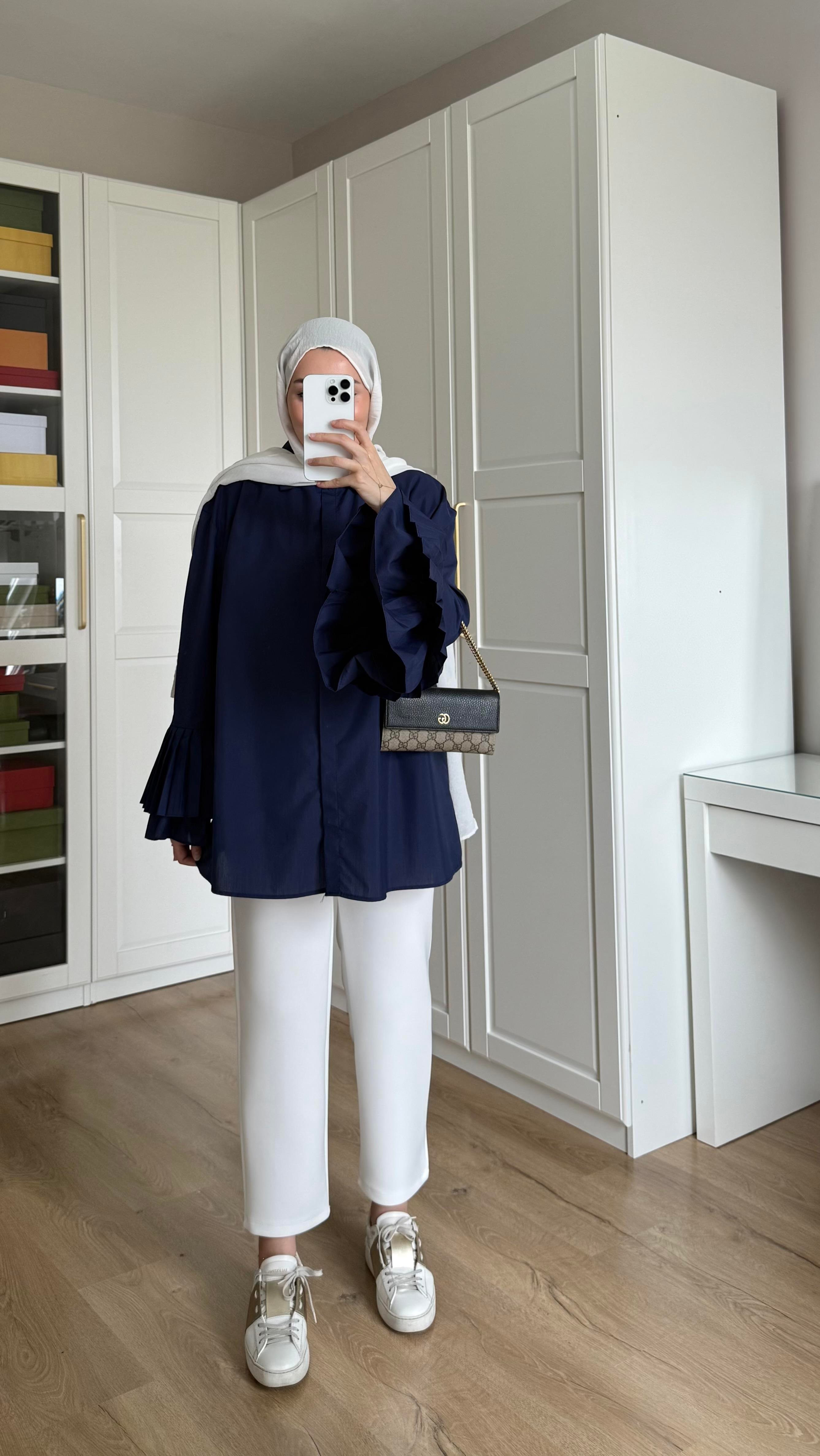 Kolu Piliseli Gömlek Lacivert