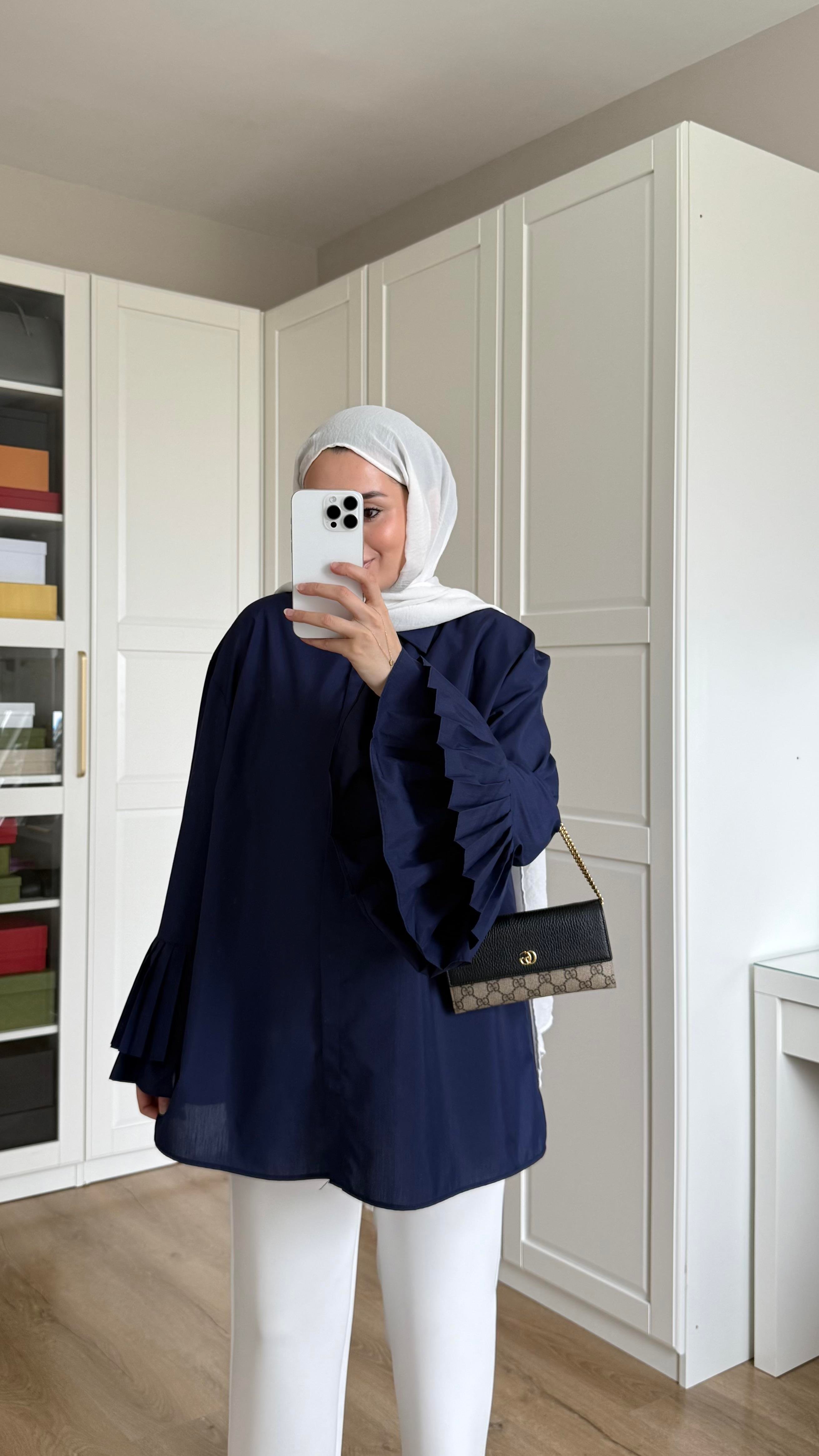 Kolu Piliseli Gömlek Lacivert