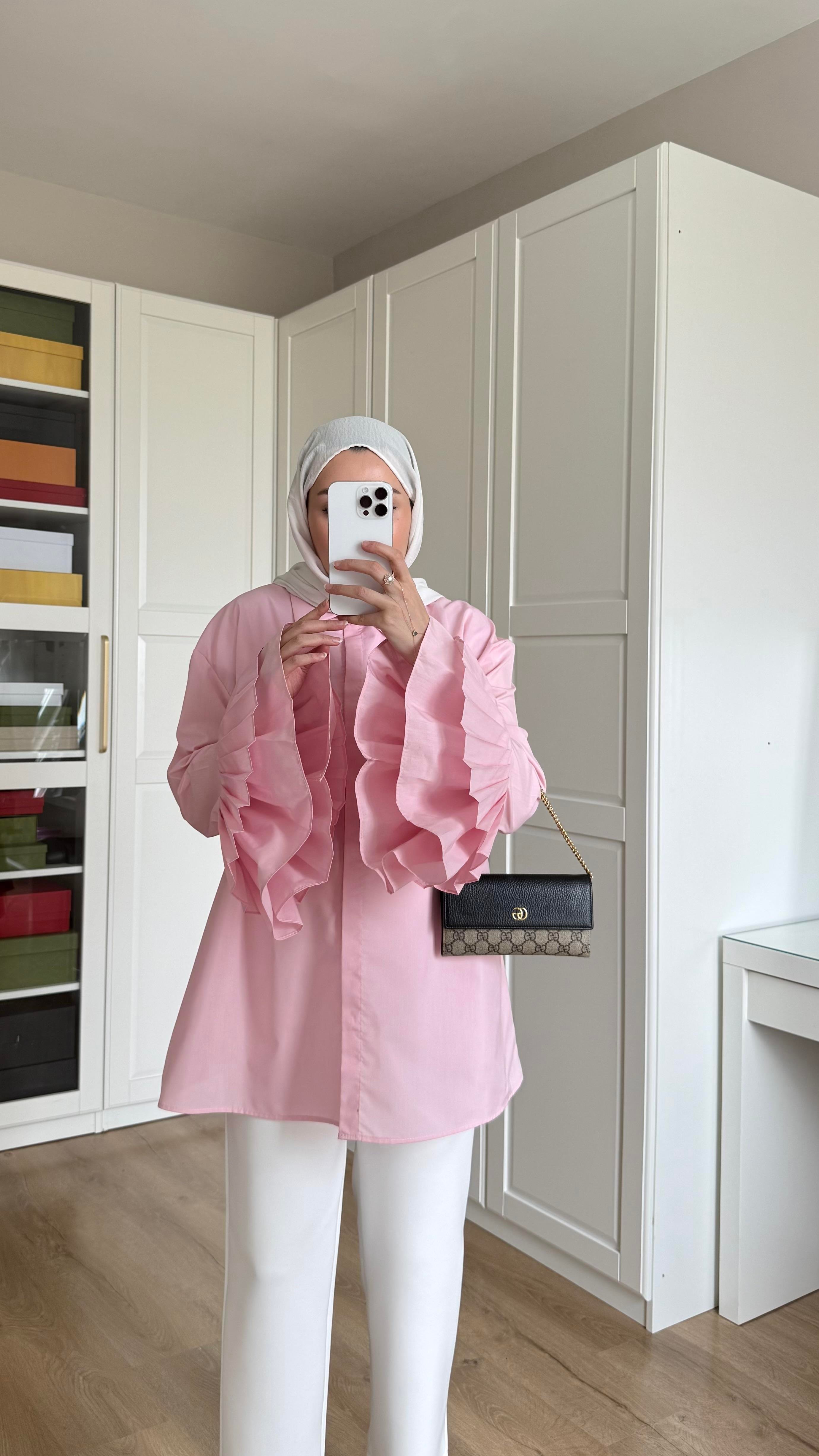 Kolu Piliseli Gömlek Pembe 